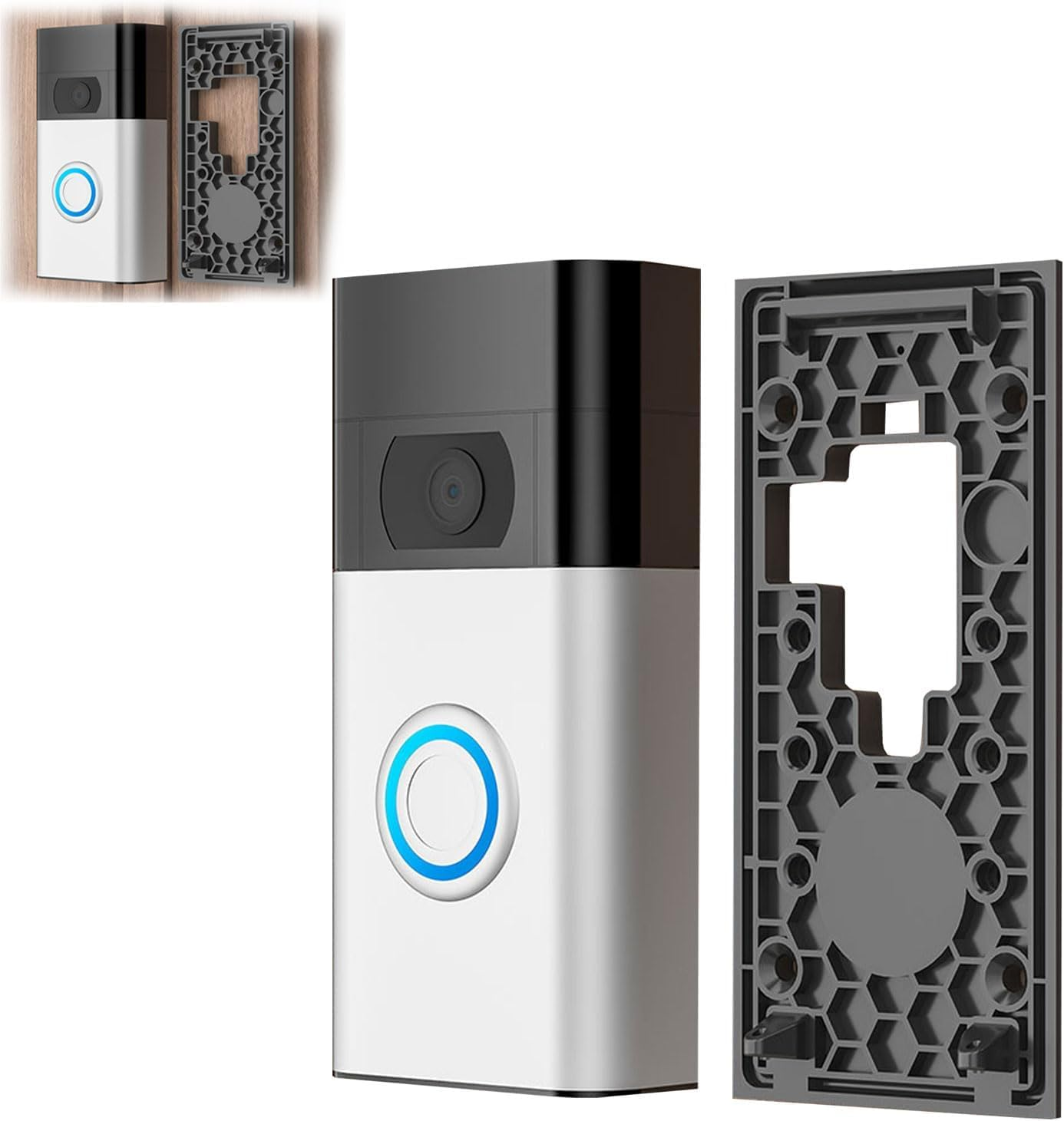 No-Drill Adhesive Holder for Ring Doorbell Mount, 1 Pcs Holder Bracket for Ring Camera Video Doorbell(2Nd Generation - 2020 Release), Bracket Accessories for Apartments Office Houses