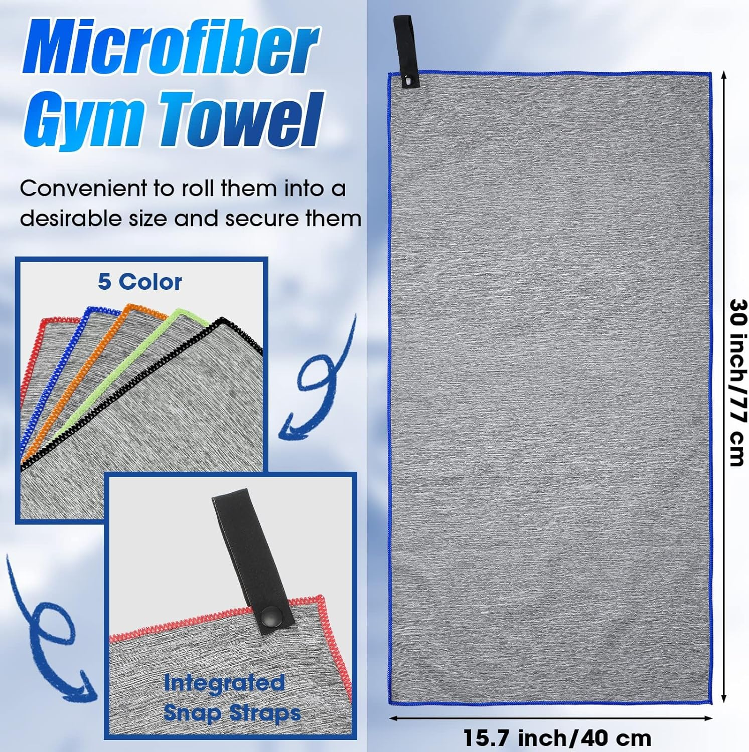 Microfiber Gym Towel Quick Dry Men Women Workout Gear for Body Sweat Sports Exercise Fitness Tennis Running Riding Hiking Camping Yoga Jogging Fishing Working Out Towel image number 6
