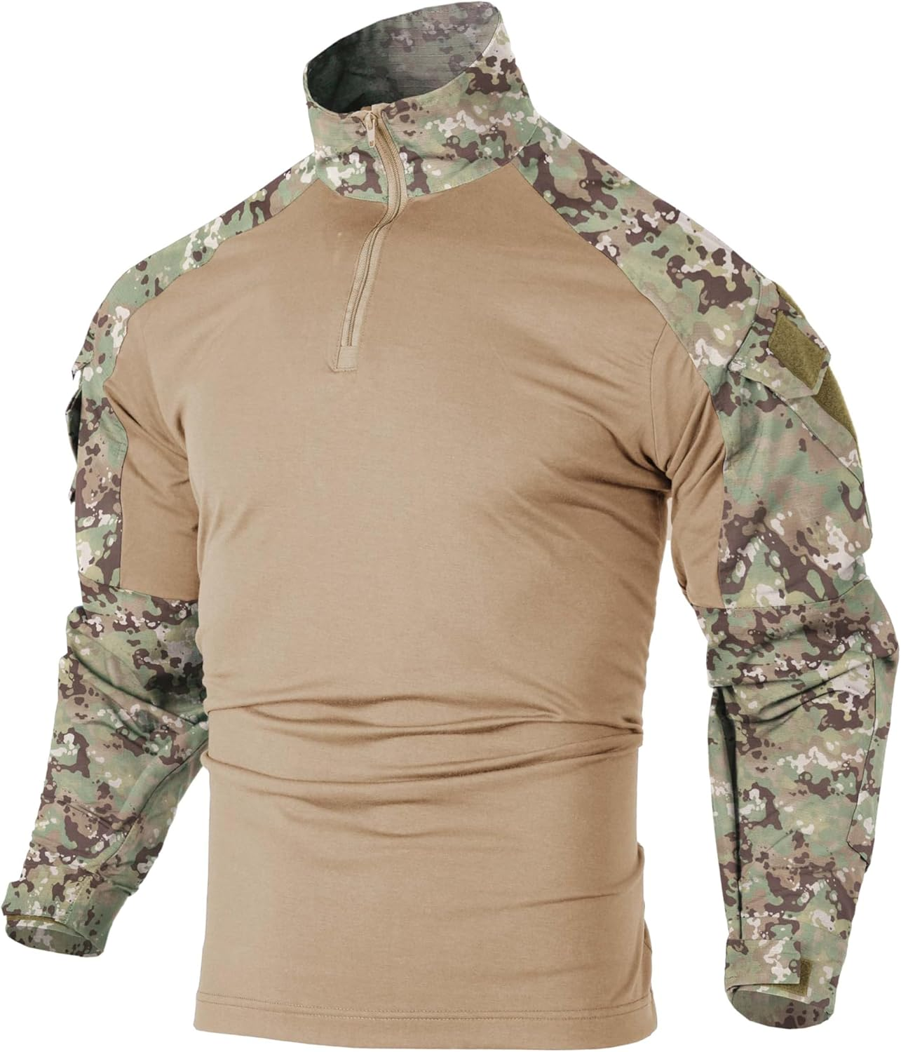 OCANXUE G3 Tactical Shirt for Men Camo Combat Shirt Long Sleeve BDU Shirt 1/4 Zip with Pockets image number 2