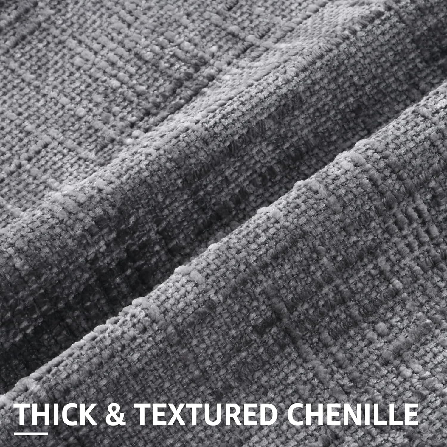 Dark Grey Chenille Throw Pillow Covers 18X18 Set of 2 Thick Textured Slubby Couch Pillow Covers Farmhouse Accent Modern Neutral Decorative Pillow Cases for Bed Sofa Living Room - Dark Grey image number 5