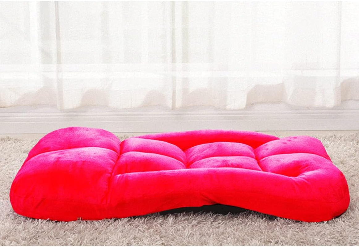 SOGA Foldable Lounge Cushion Adjustable Floor Lazy Recliner Chair with Armrest Red image number 5