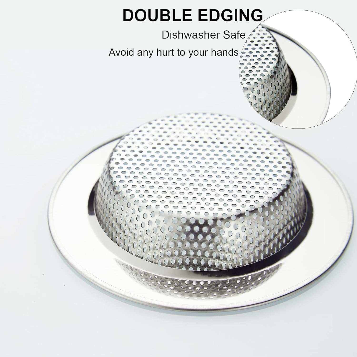 Kitchen Sink Strainer, 11.5 Cm Diameter, Stainless Steel with Wide Rim, 2 Pack image number 6