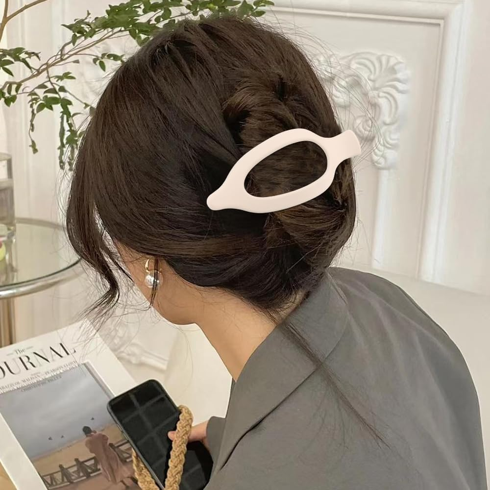 ATODEN Flat Hair Clips for Women Lay Flat Hair Claw Clips for Thick Hair 4 Pcs Large Alligator Hair Clips Duck Billed Hair Clips Matte Neutral Claw Clips Hair Barrettes Hair Accessories image number 3