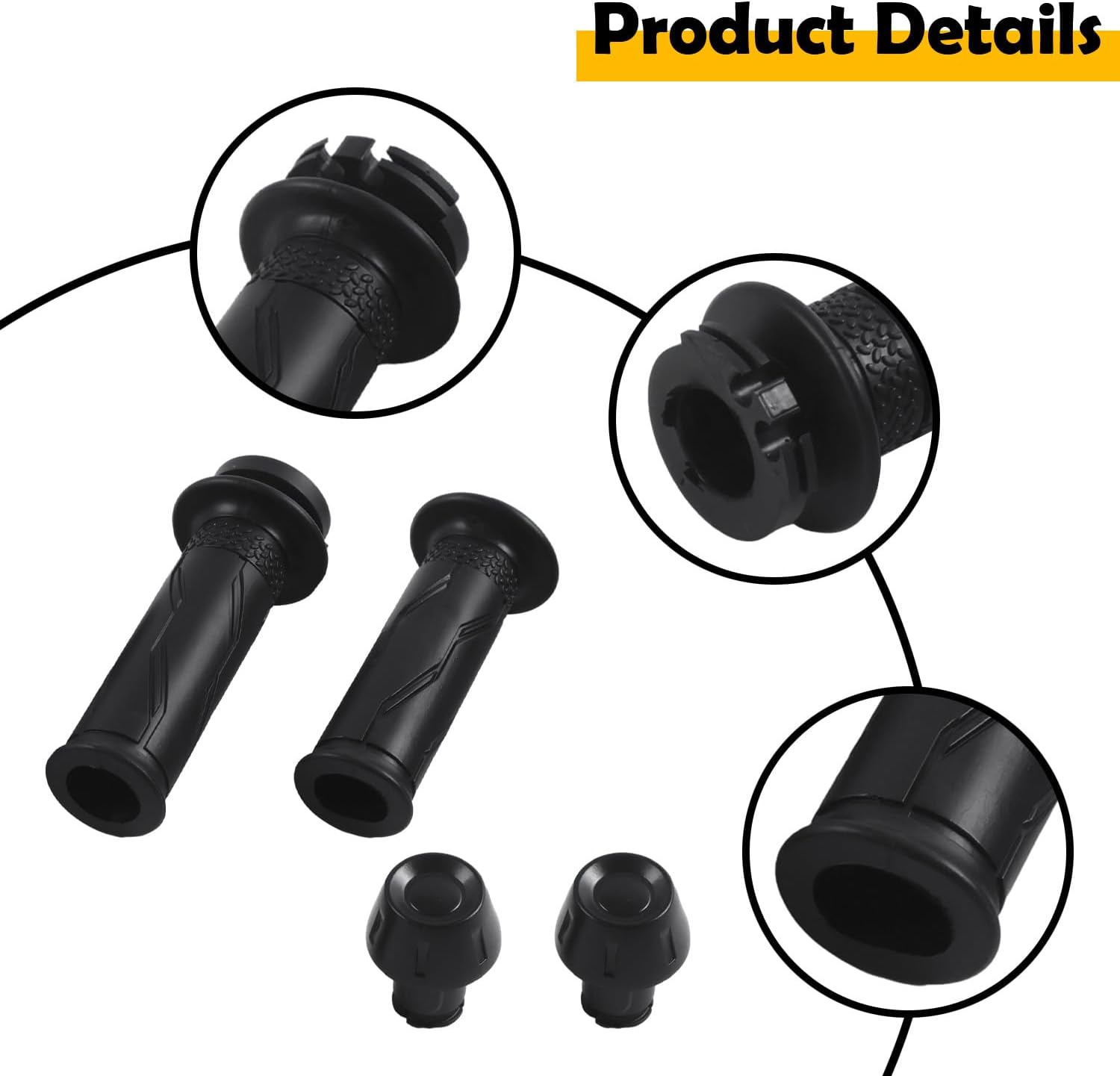 2C0-26240-00-00 2-Pack Throttle Tube Grip Assembly Compatible with Yamaha YZF-R6 2006-2020, YZF-R1 2015-2019, YZF-R1M 2015-2018, YZF-R1S 2016-2018 &ndash; Non-Slip Rubber & Plastic Handlebar Grip image number 5