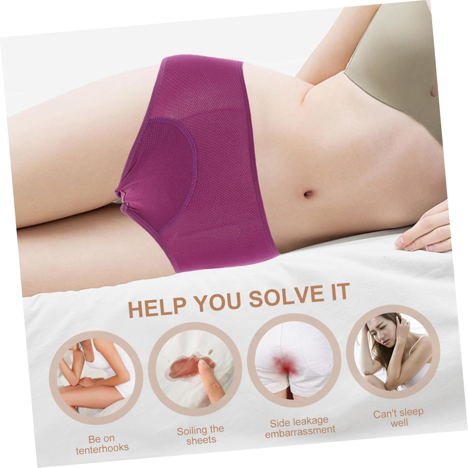 FOMIYES 3Pcs Breathable Menstrual Period Briefs Leakproof High Waist Underwear for Comfortable Sanitary Protection during Menstruation image number 1