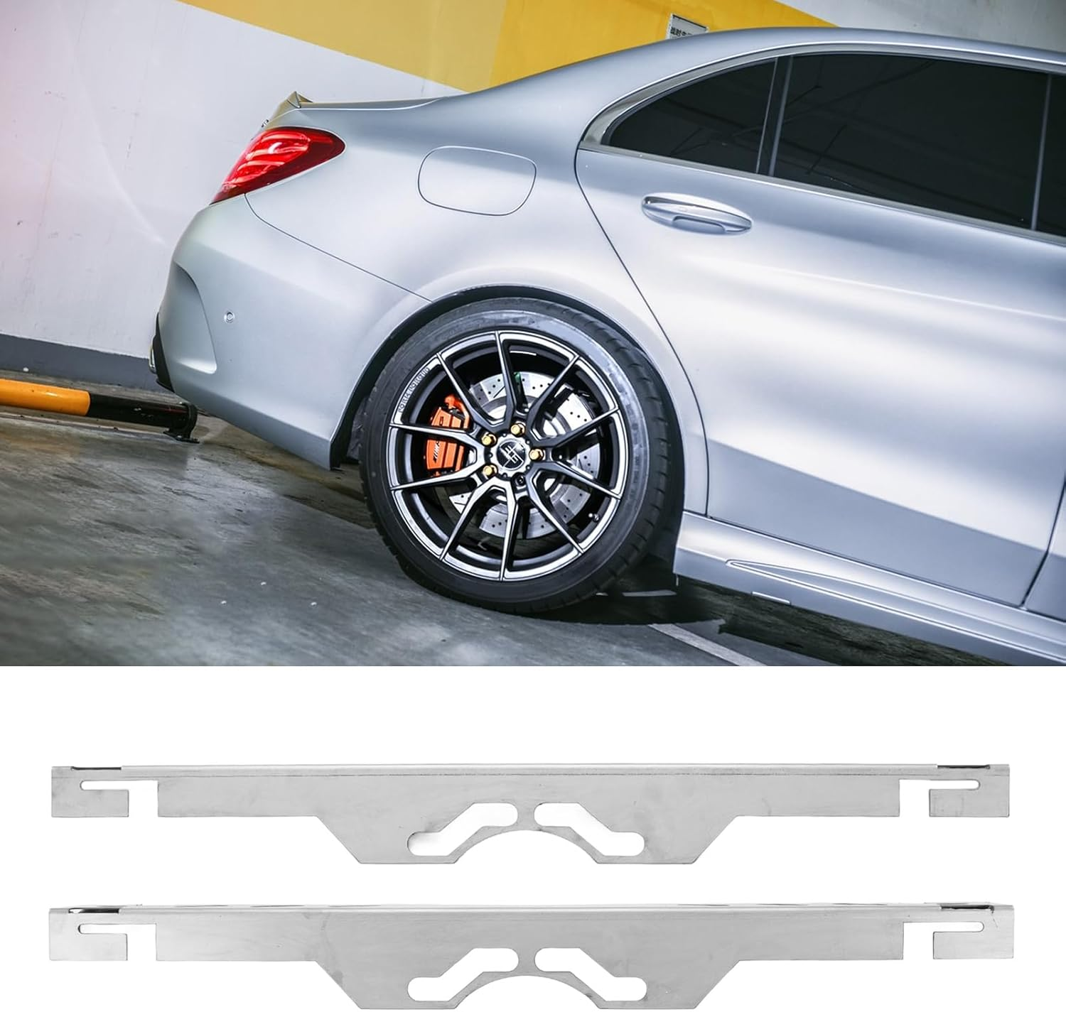 2PCS Front End Alignment Tool, Home Wheel Alignment Kit, Heavy Duty Wheel Alignment Tools with Hanging Hole, Wheel Hub Locating Plate Set for Vehicle, Silver image number 5