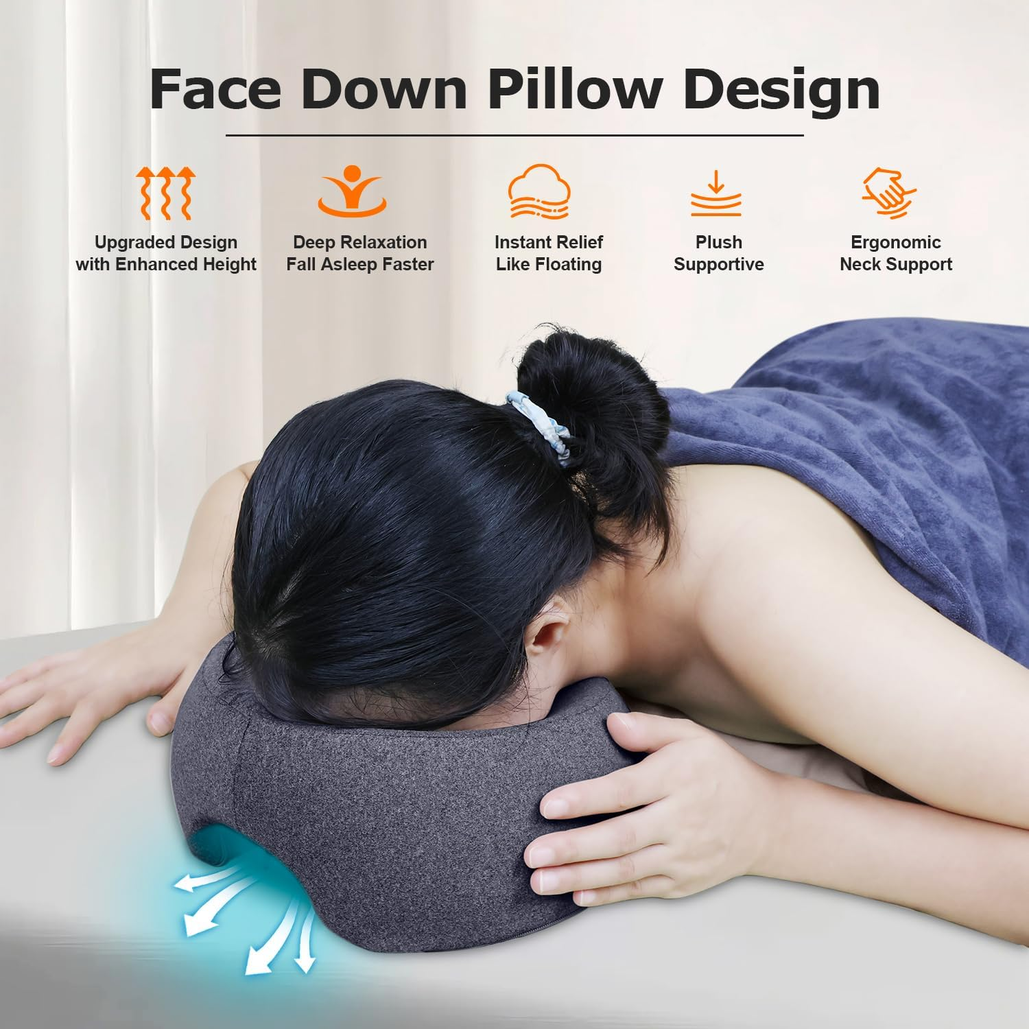 Zonngoo Massage Memory Foam Face Pillow - Soft O-Shaped Spa Massage Cushion with Zipper, Face Cradle Covers Soft Comfort Headrest Covers for Massage Bed, Machine Washable Knit Fabric image number 4