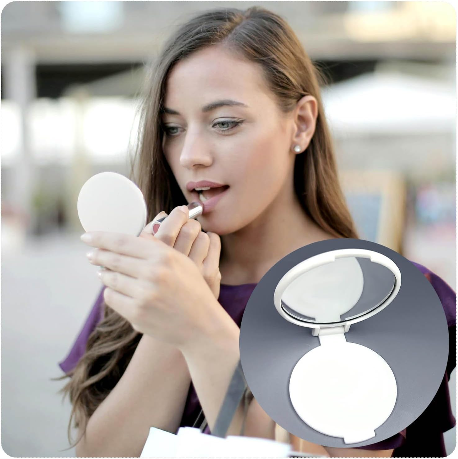 Tenalleys Mini round Folding Mirror Portable Pocket Mirror Makeup Mirror for Purse Travel Makeup Mirror for Women Girls Daily Use (20 Pcs White) image number 1