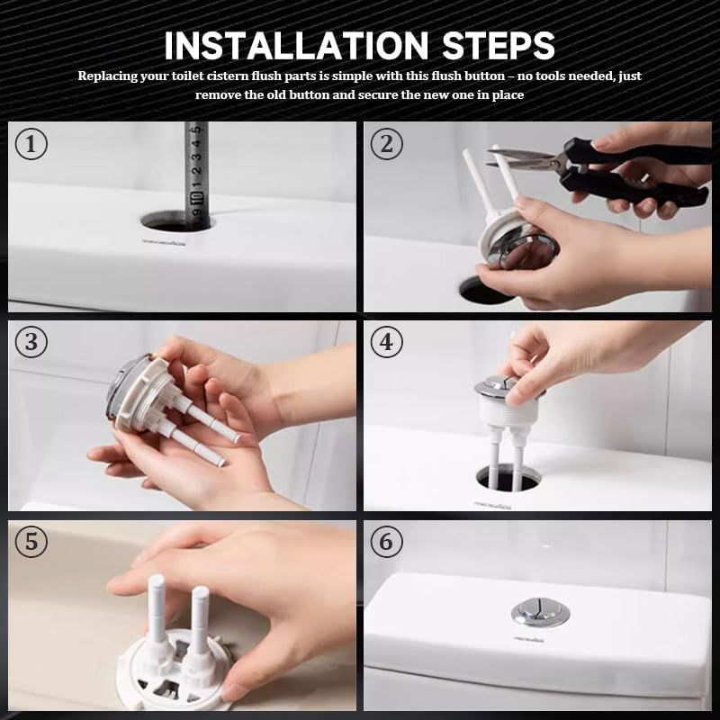 Toilet Dual Flush Button, round Push Button Replacement High Pressure Pumping Accessories for Bathroom Toilet Cistern Flush Repair (White) image number 2