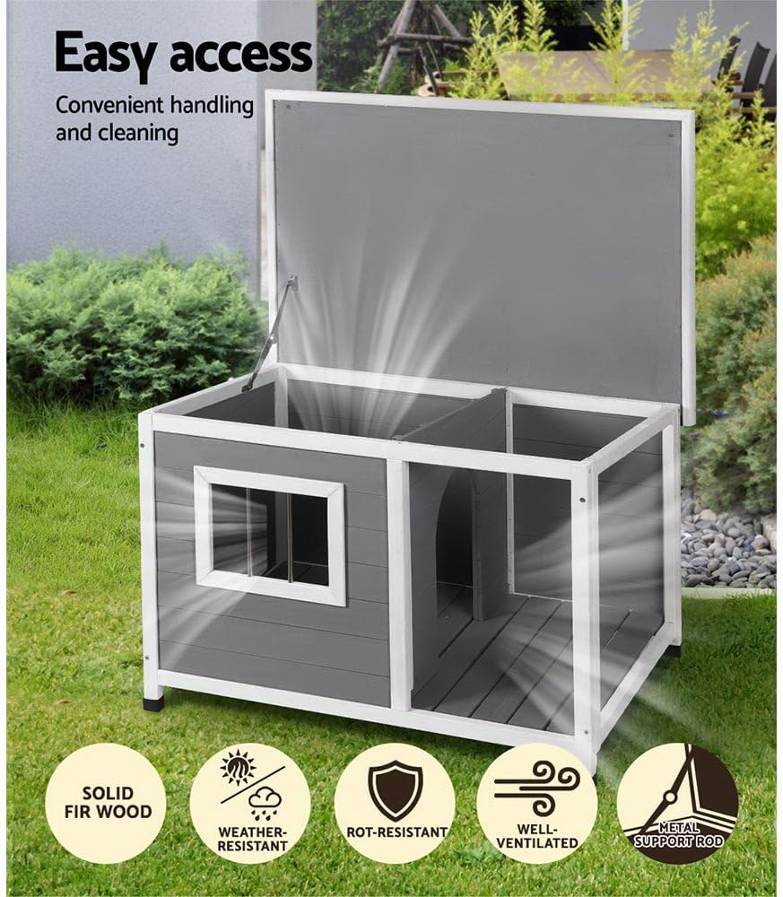 Large Wooden Dog Kennel Outdoor Indoor Puppy House Log Cabin Pet Shelter image number 2