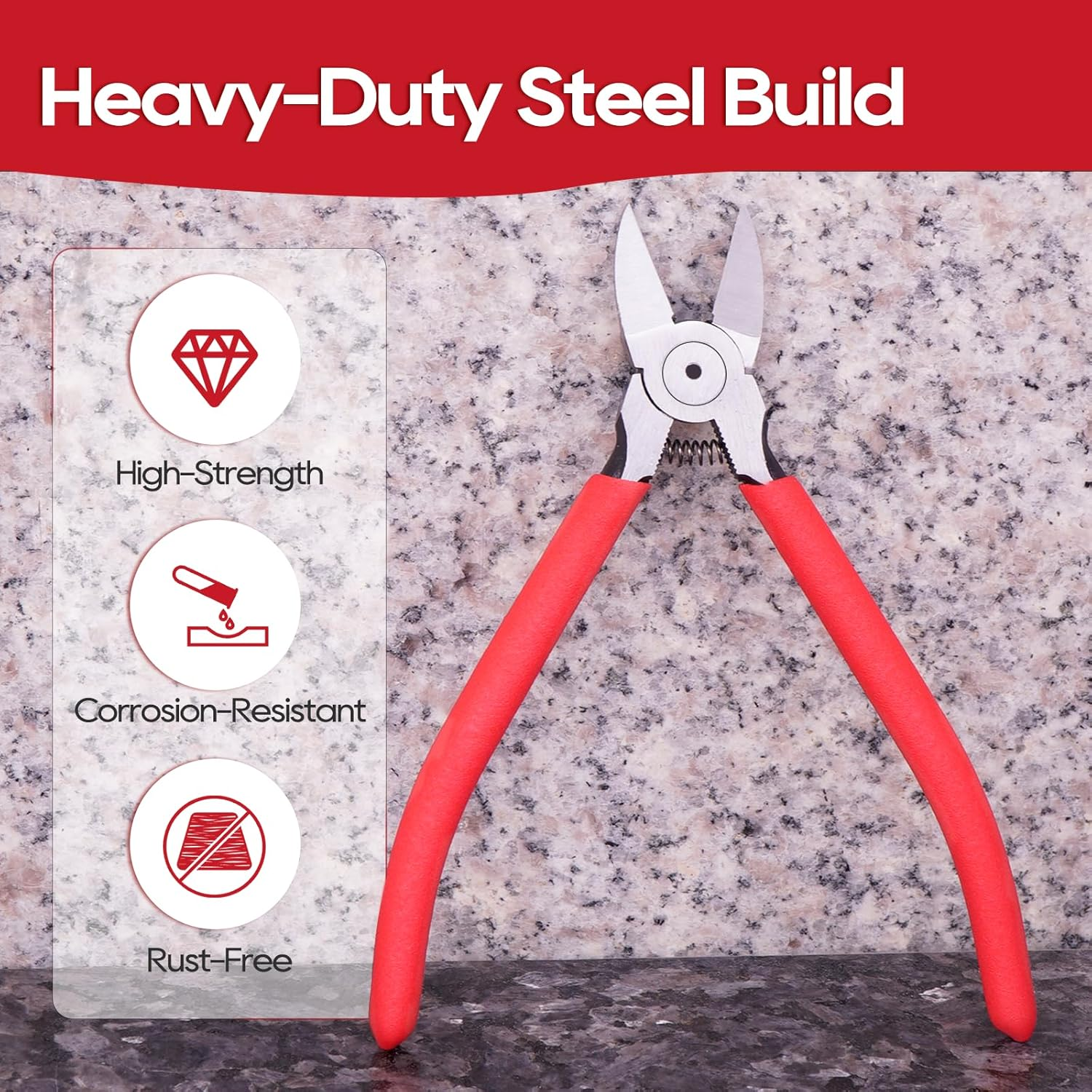 6 Inches Wire Cutters with Longer Flush Cutting Edge, Flush Cutter Tool with Spring Grip for Electronics, Powerful Cutting Pliers for Crafts, Precision Side Cutter for Copper, Plastic, and Zip Ties image number 4