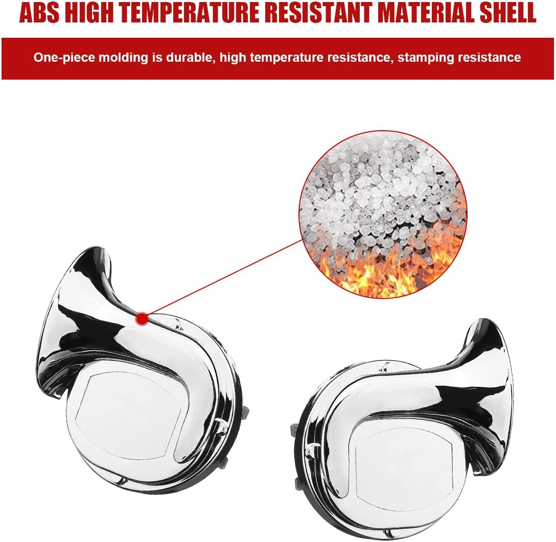 Super Loud Train Horns, Car Waterproof Durable Air Electric Snail Horn, 12V Raging Sound Air Horns Replacement Kit, Automotive Accessories Universal for Car, Motorcycle, Truck, Bike, Boat (Silver) - Black image number 7