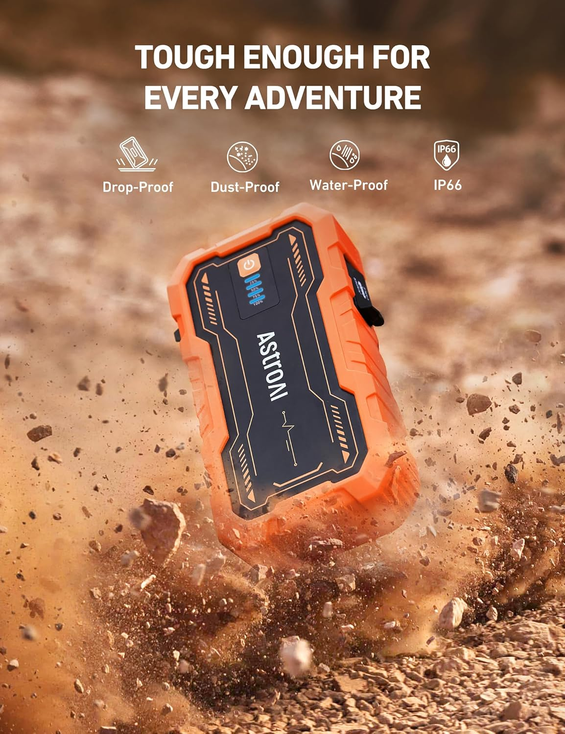 Astroai S8 Pro Car Jump Starter Power Bank, 3000A Portable Car Battery Jump Starter for 12V Vehicles up to 9.0L Petrol & 7.0L Diesel Engines (Orange) image number 6