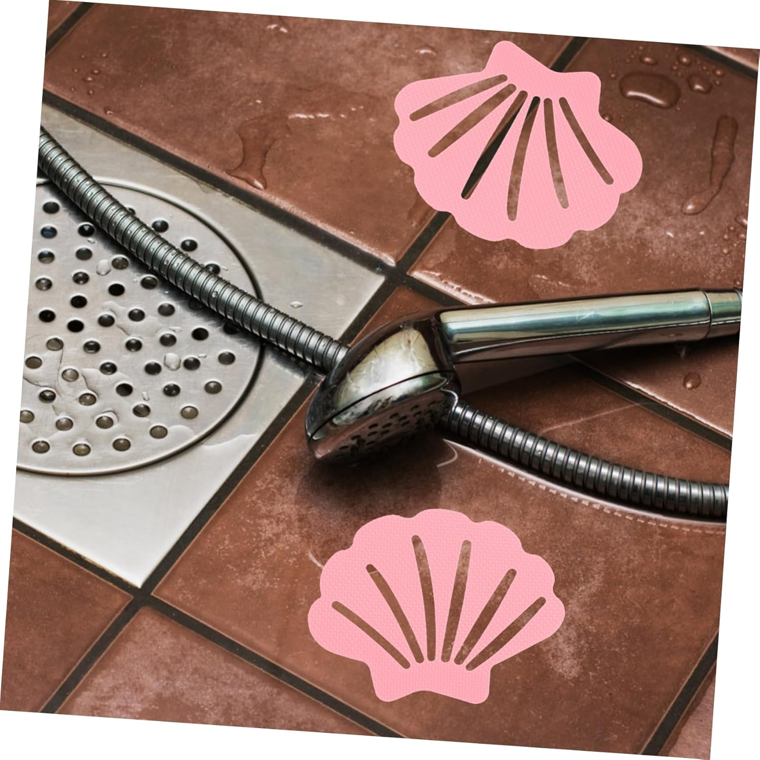 Baluue 1Set Bathtub Non- Stickers Anti-Skid Seashell Decals for Bathroom Floors Easy to Install Safety Stickers Scraper for Bathtubs Showers and Pools