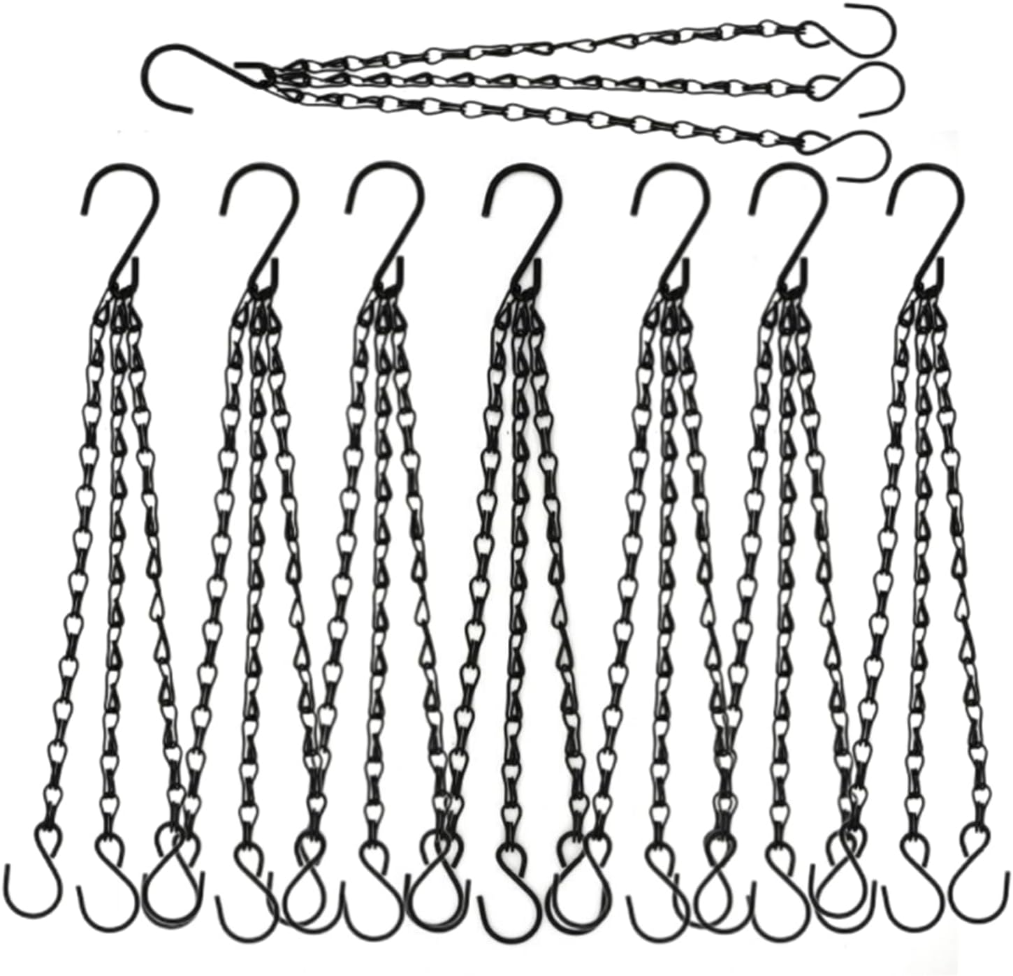 Hysgscwd 8Pcs Hanging Baskets Chains, 16 Inch Long Hanging Chains for Plants, Flower Plant Pot Basket Chains with Hooks, 3 Point Replacement Chain Hangers for Bird Feeder, Lantern, Planters, Ornaments image number 1
