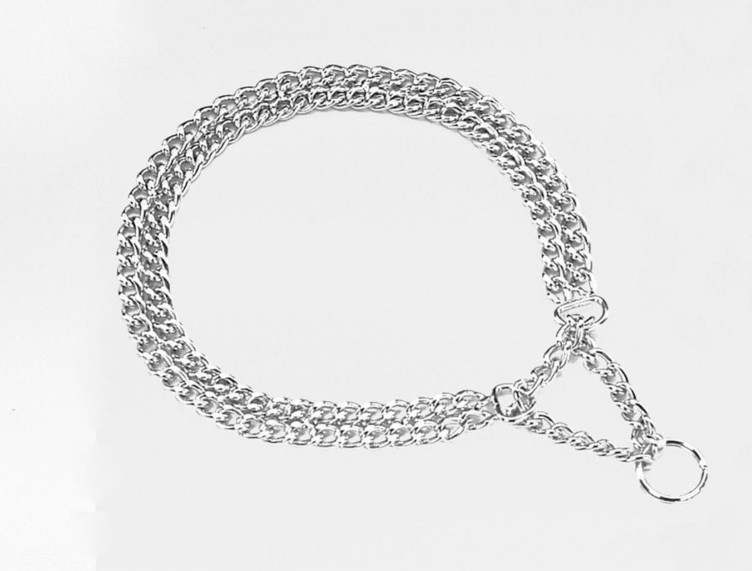 Nobby Double Row Chrome Dog Chain Choker
