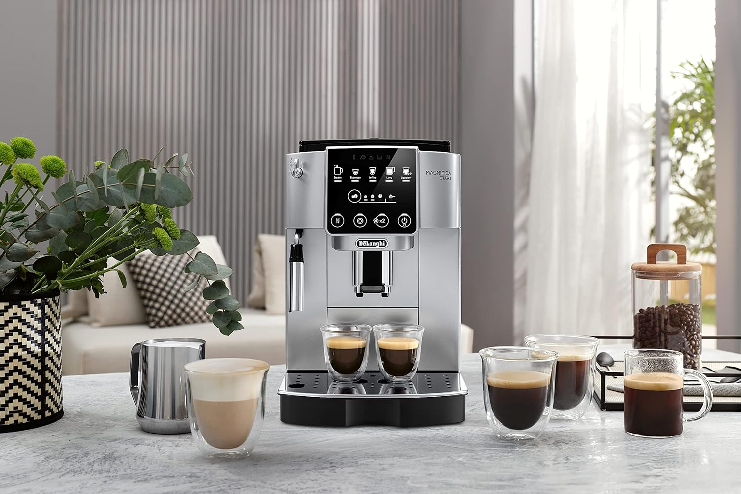 De'Longhi Magnifica Start ECAM220.31.SB, Automatic Coffee Machine with Traditional Milk Frother, Bean to Cup Espresso Machine with 4 One-Touch Recipes, Soft-Touch Control Panel, 1450W, Silver/Black image number 3