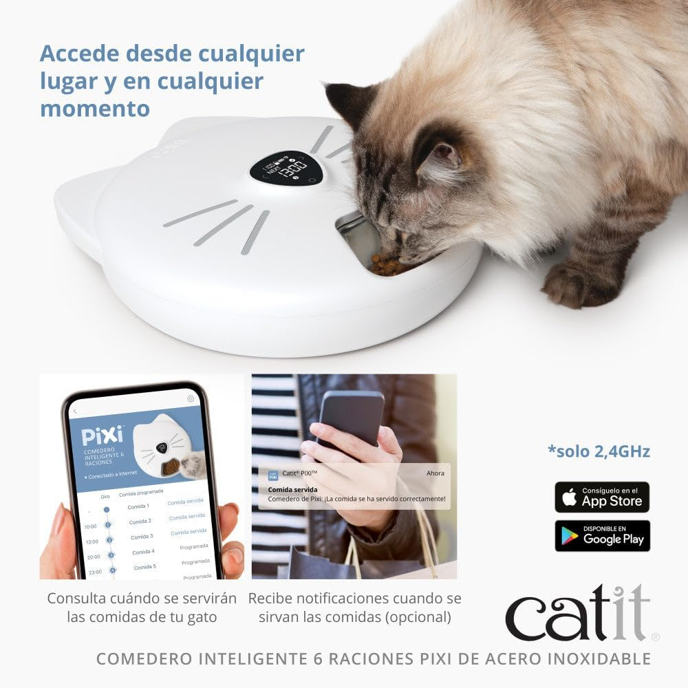 Catit PIXI Smart Feeder 6 Servings with Stainless Steel Tray for Cats - White image number 2