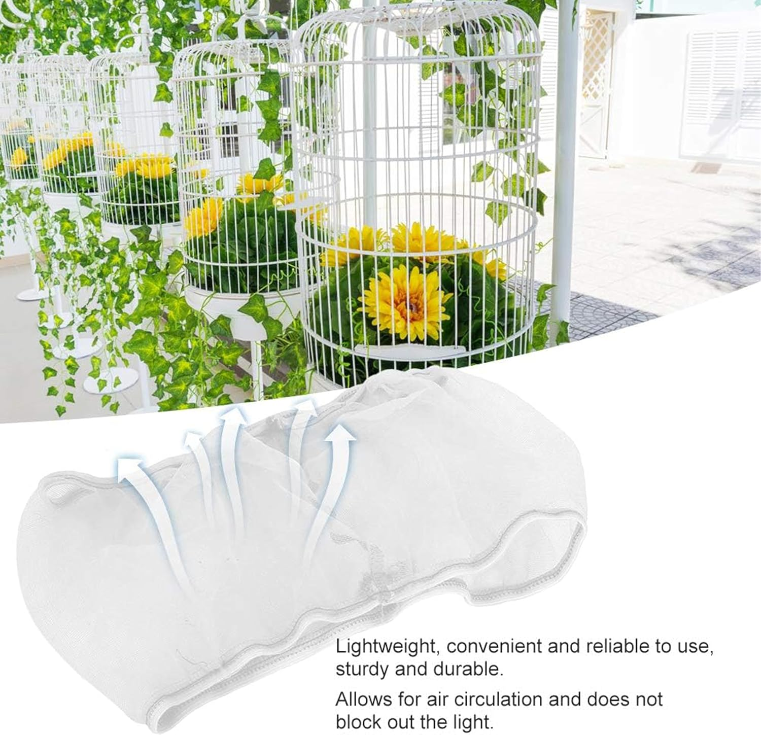 2Pcs Bird Cage Cover,Bird Cage Skirt Net Cloth Cage Net Cover,Universal Birdcage Cover,Protective Net Cover,Used for Parrot Fence Circular Square Cage, Parrot Cage Accessories (White) image number 2