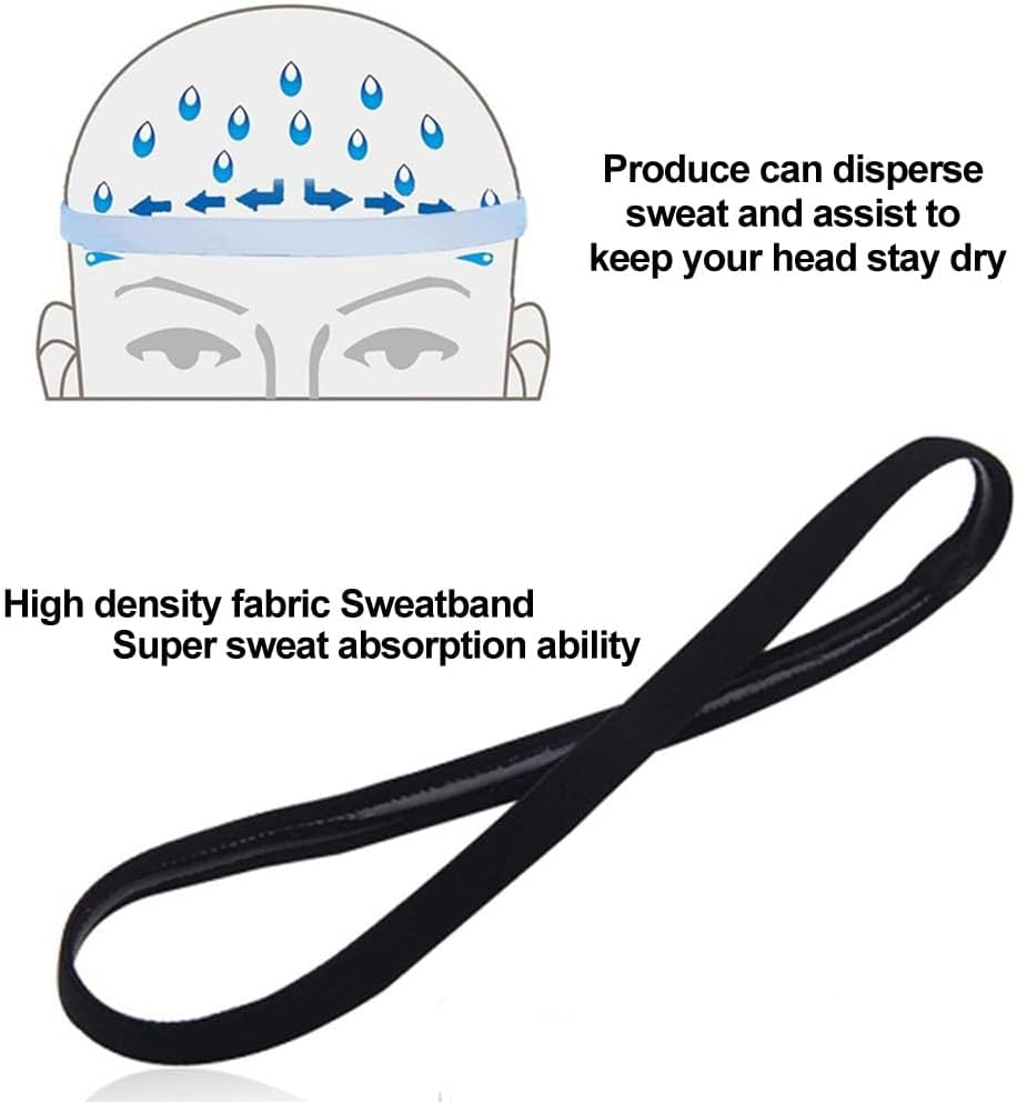 Headband,Lightweight Sports Headband Non-Slip Silicone Elastic Headbands,H HOME-MART Athletic Skinny Headbands for Women Men- Silicone Grip Hairband Mini Sweat Band,Great for Working Out image number 5
