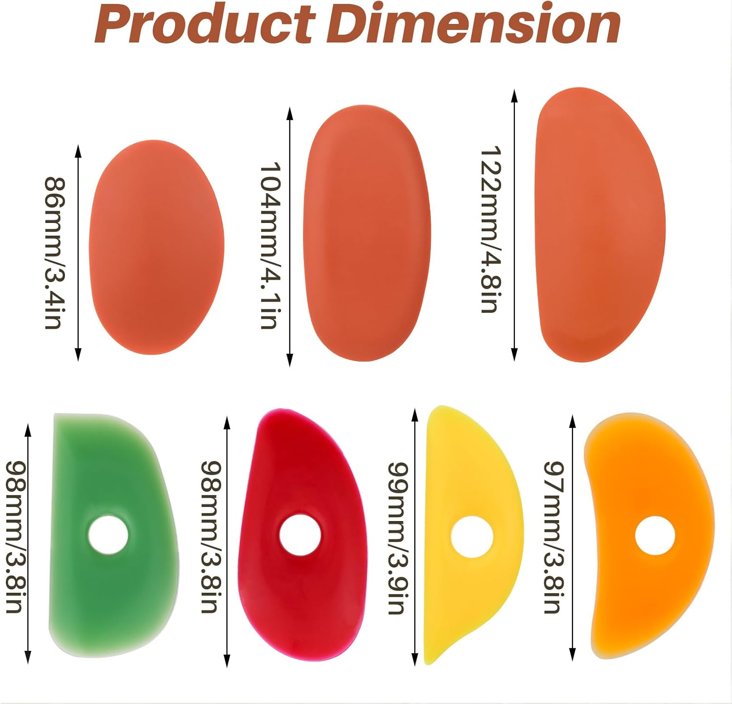 Pottery Clay Ribs, 7Pcs Soft Silicone Rubber Ceramica Rib for Pottery Shaping and Smoothing Tools, LM-TL-HCHL-7 image number 5