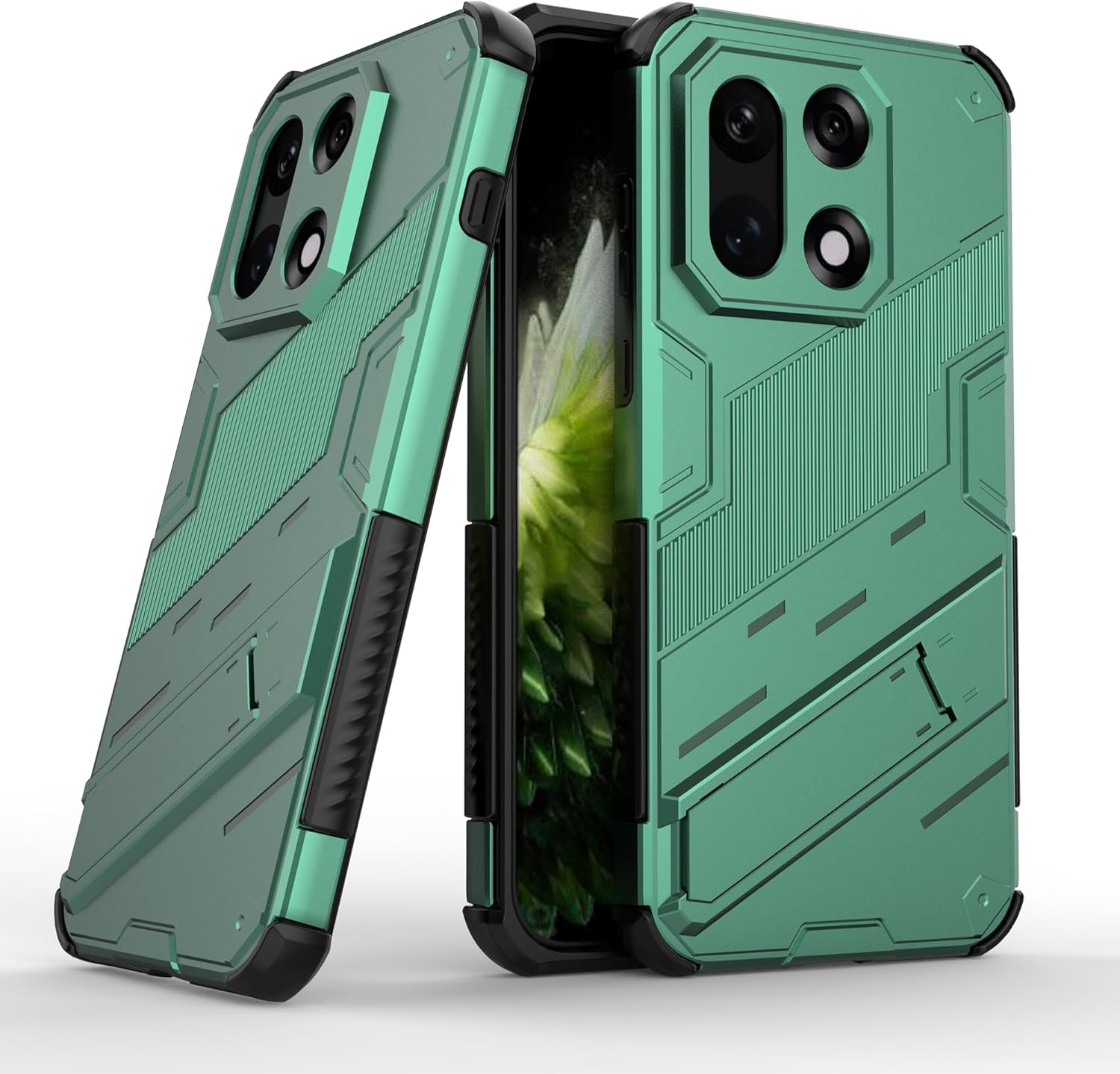 ESHUYI Compatible with Oneplus 15 Case with Stand Holder Protective Case [For Mobile Phone Holder Car Magnet] Military Shockproof Mobile Phone Case, Black