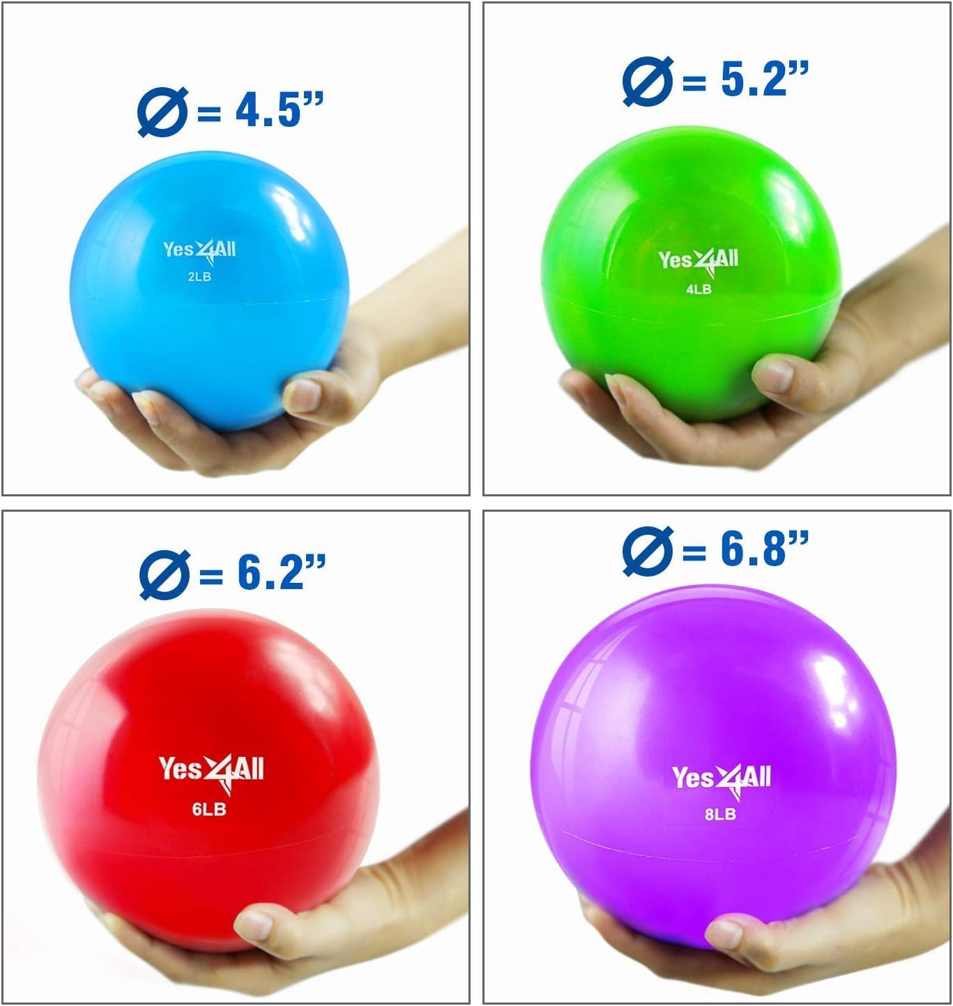 Yes4All Toning Ball, Soft Weighted Medicine Balls for Exercise and Pilates, Yoga, and Fitness, Perfect for Balance, Flexibility, Available 1Kgs to 5Kgs with Multi Colors Available image number 5