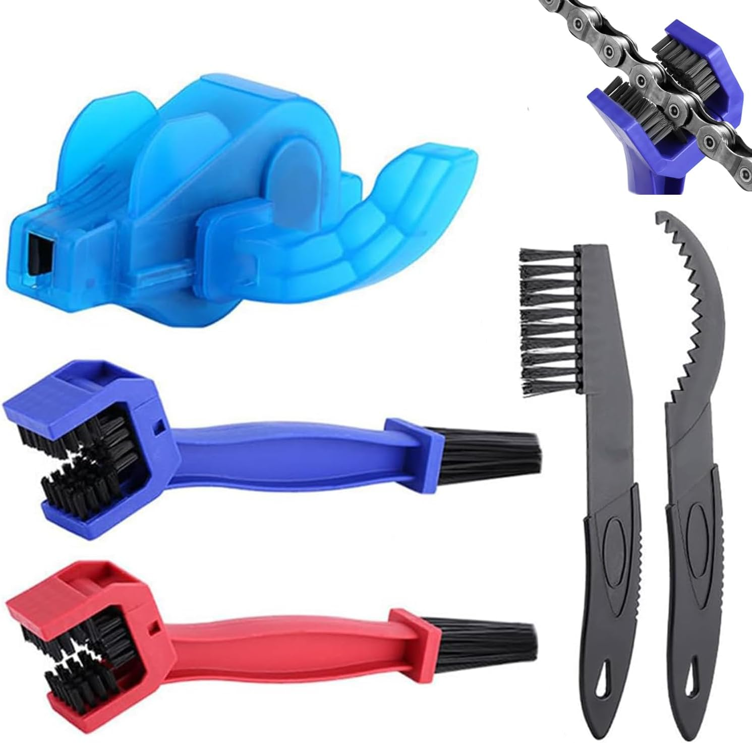 5 Pcs Bike Chain Cleaner Ki,Cleaning Kit Cycling Including Chain Cleaner, Brush Tool for Mountain Bike, Road Bike