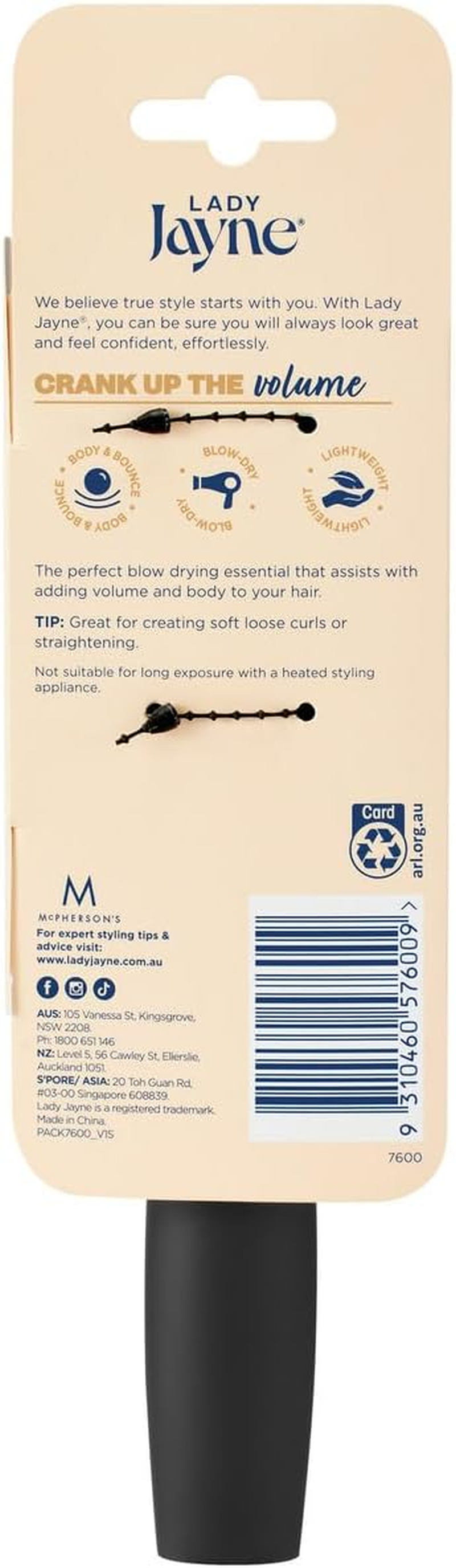 Lady Jayne Medium Radial Plastic Bristles Brush image number 2