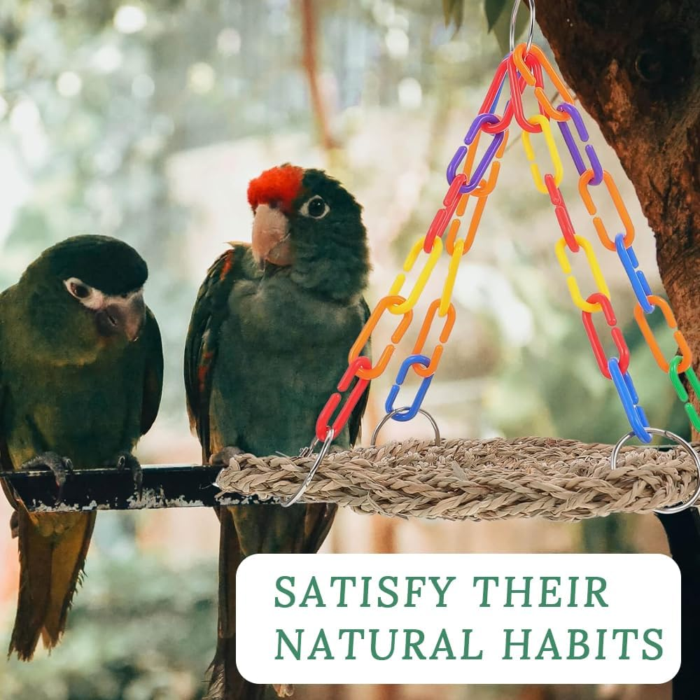 2 Pack Bird Water Grass Mat,Water Grass Woven Hammock,With Simple Attachment Hooks,Resistant Wear-Resistant,Suitable for All Kinds of Reptiles,Lizards,Parrots,Birds,Finches image number 5