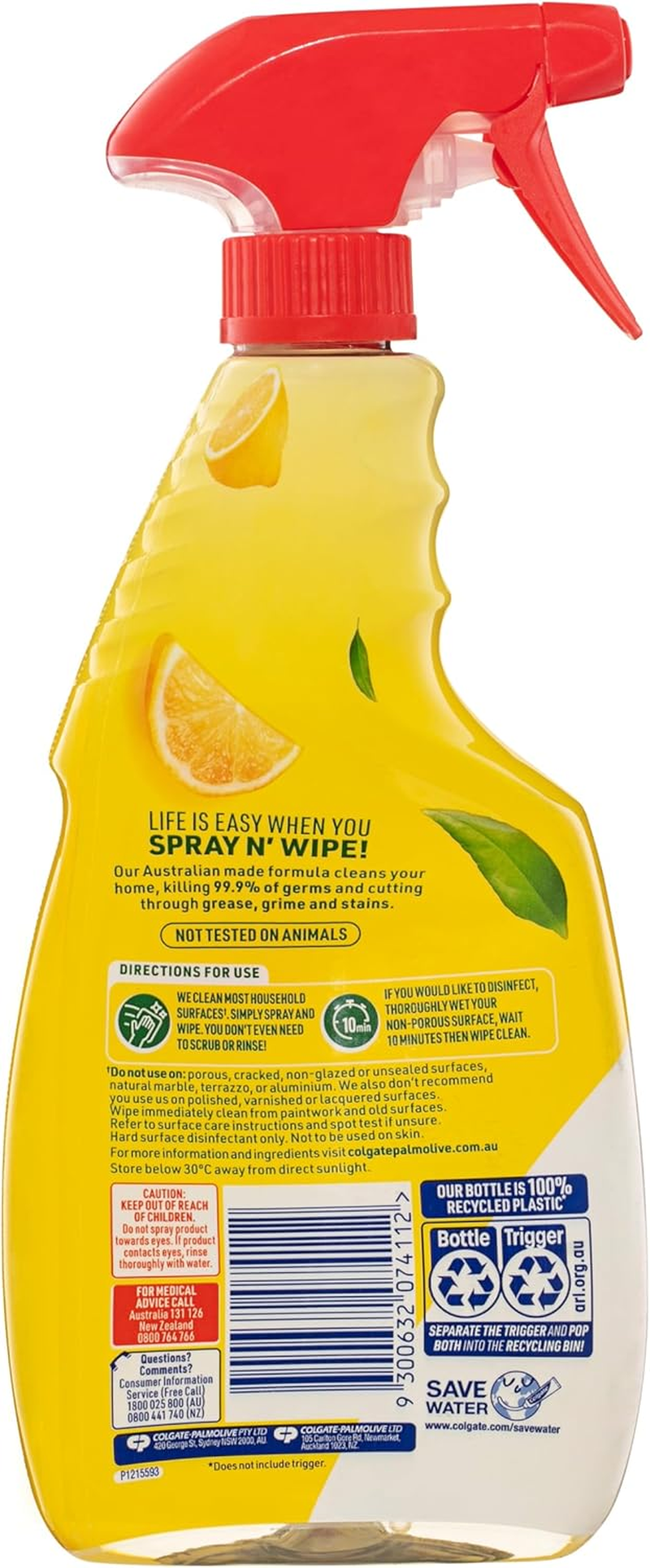 Ajax Spray N' Wipe Multi-Purpose Cleaner Trigger, Antibacterial Disinfectant, 500Ml, Lemon Citrus Surface Spray, Household Grade image number 6