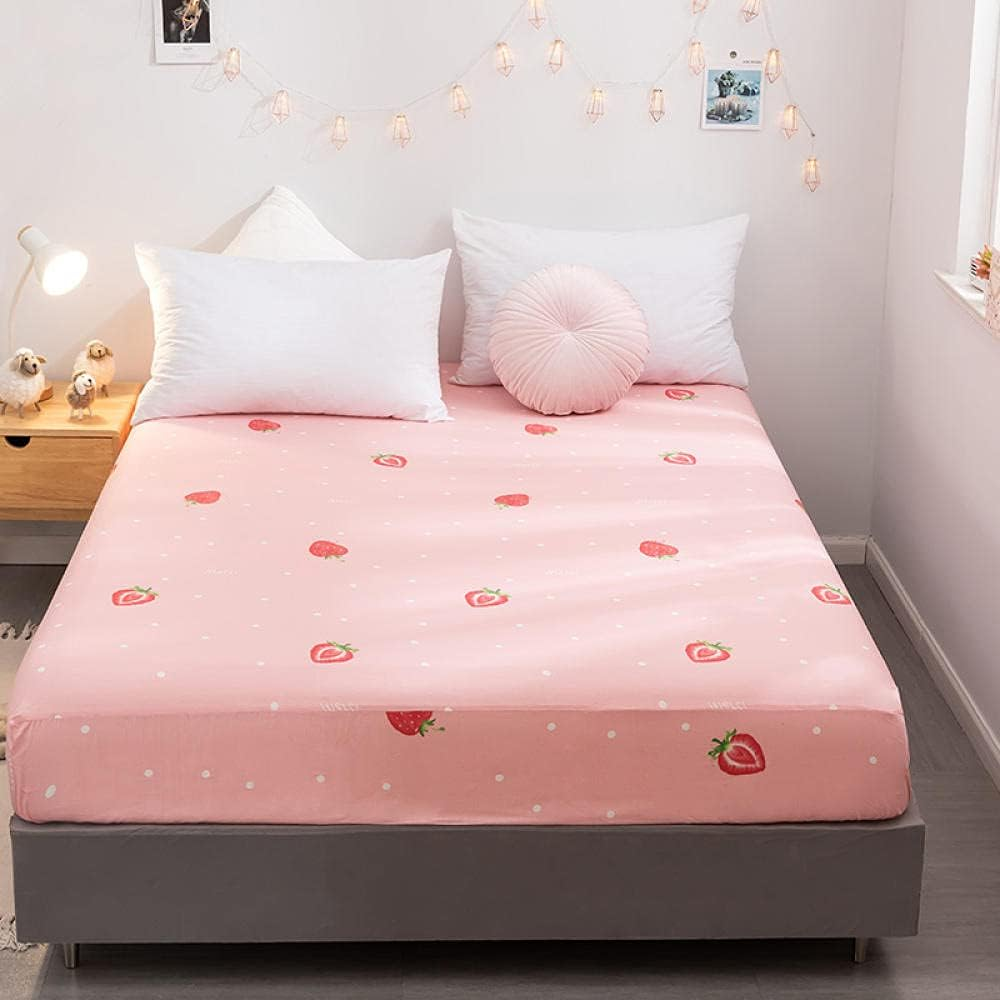 Luxurious Bottom Sheet to Fit Snugly around Your Mattress,Pure Cotton Printed Stylish Bed Linen,Double King-Size Protective Cover for Apartment Bedroom-Blue_2_150X200Cm image number 1