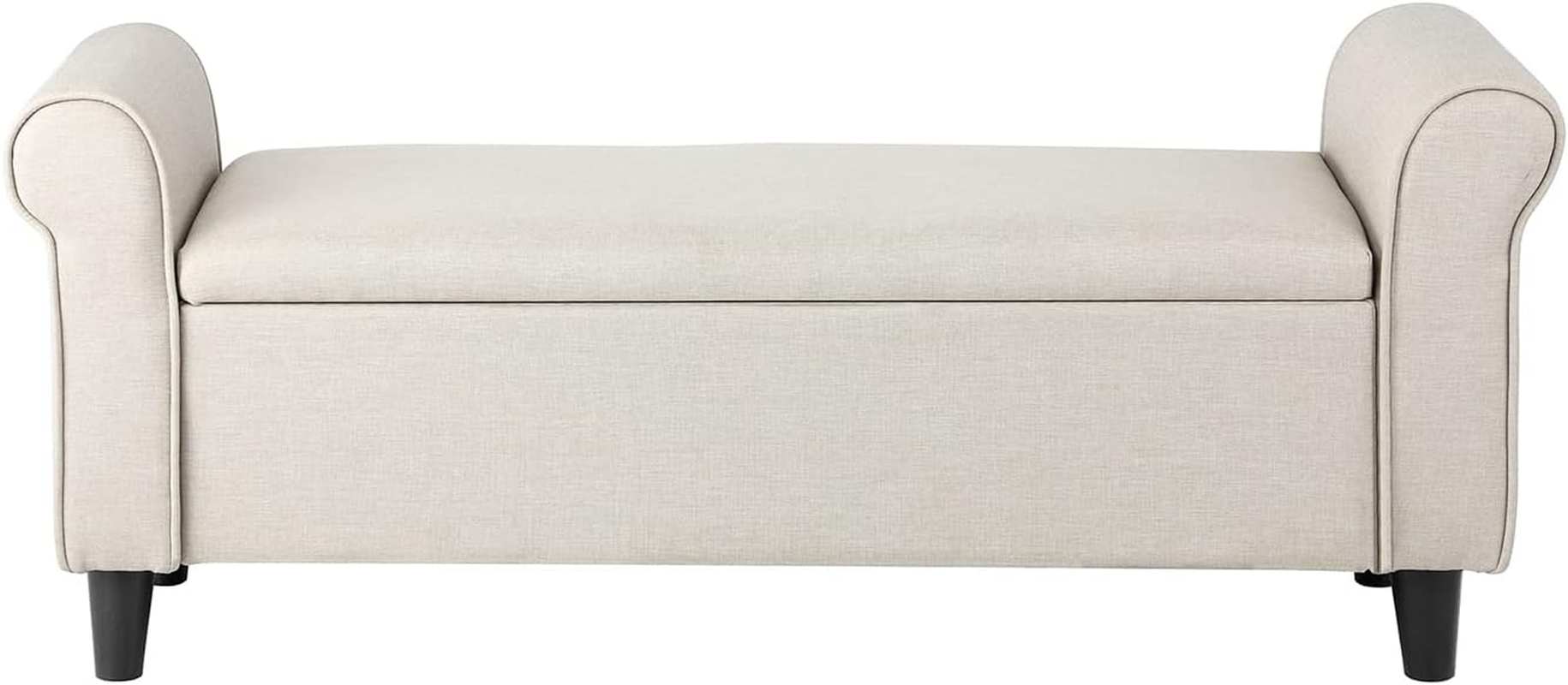 Oikiture 118.5Cm Ottoman Storage Blanket Box Linen Fabric Beige image number 3