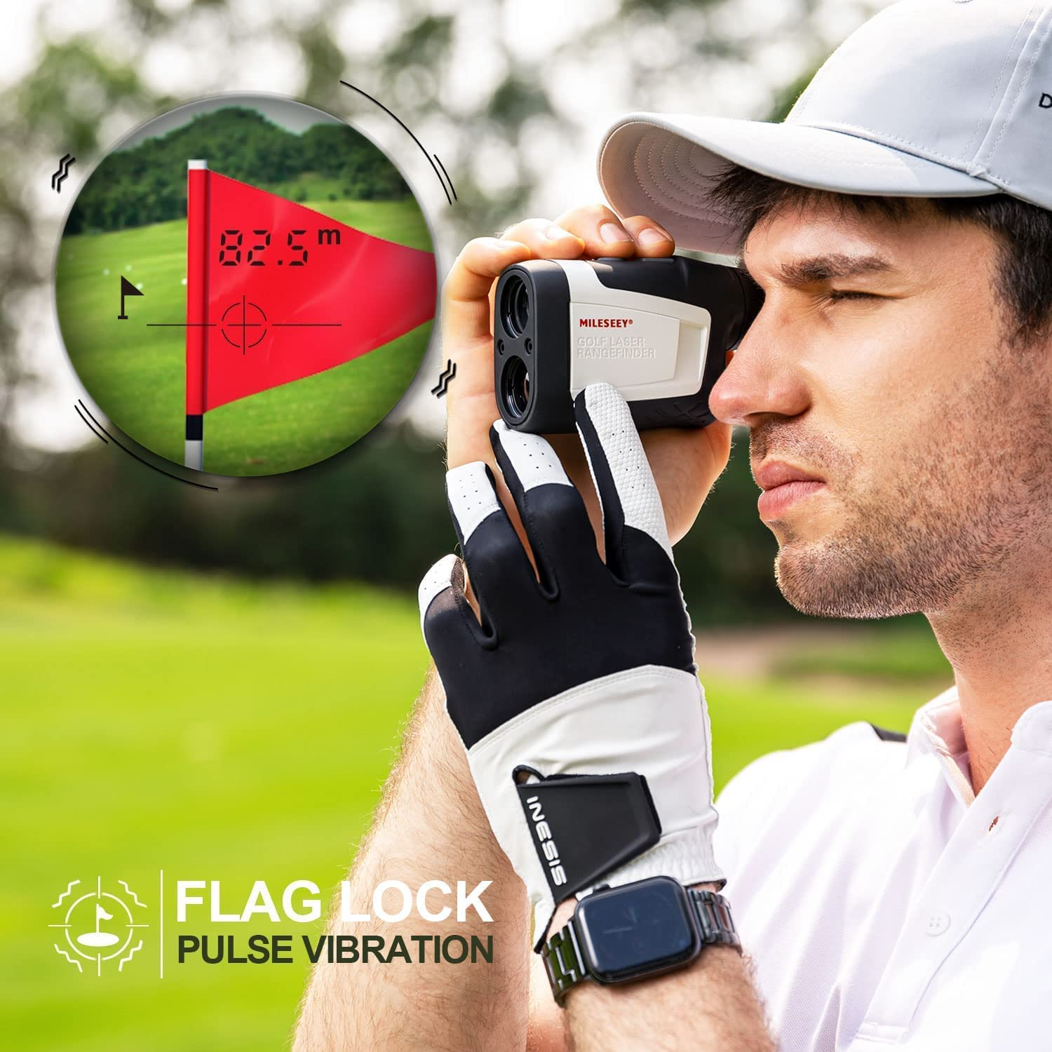 Mileseey Golf Range Finder with Slope On/Off, 660 Yards Range Finder with Flag-Lock and Vibration, Legal for Tournament Play, &plusmn;0.55Yard Accuracy, 6X Magnification,Carrying Case, Free Battery image number 4