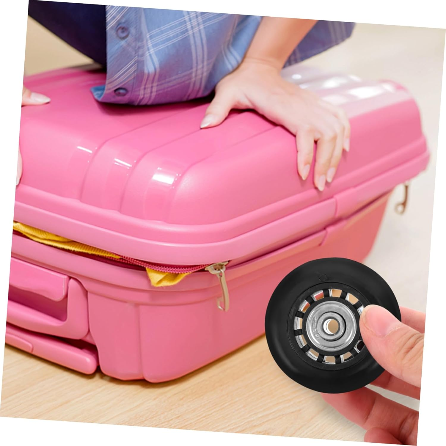 TOPPERFUN 2Pcs Black Luggage Wheels Replacement Kit with Metal Bearing Axles 60X23Mm, Universal Suitcase Swivel Caster Wheels for Travel Bags and Trolley Suitcases Repair image number 6