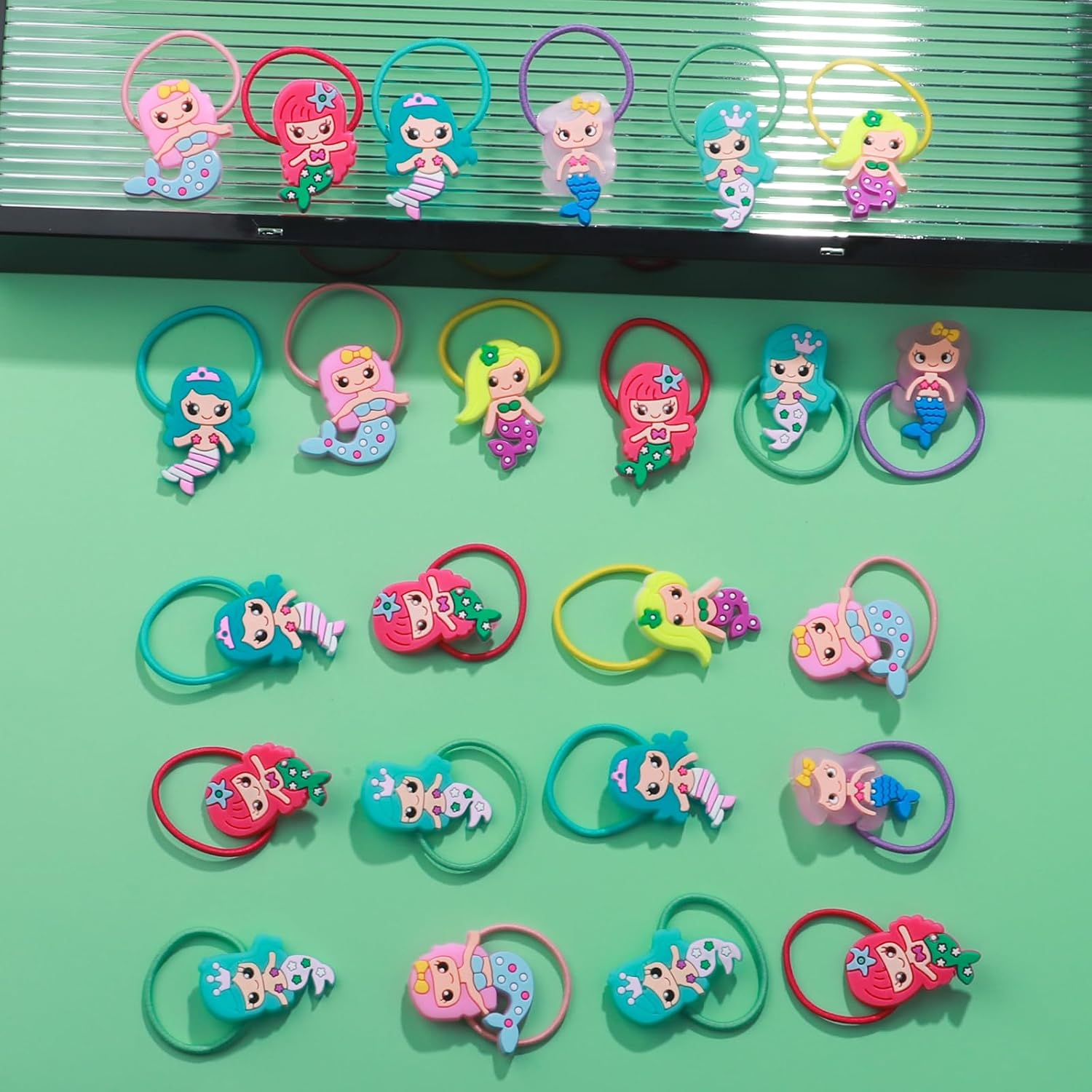 Pack of 36 Mermaid Hair Bobbles Girls Cartoon Elastic Hair Bands Girls Accessory