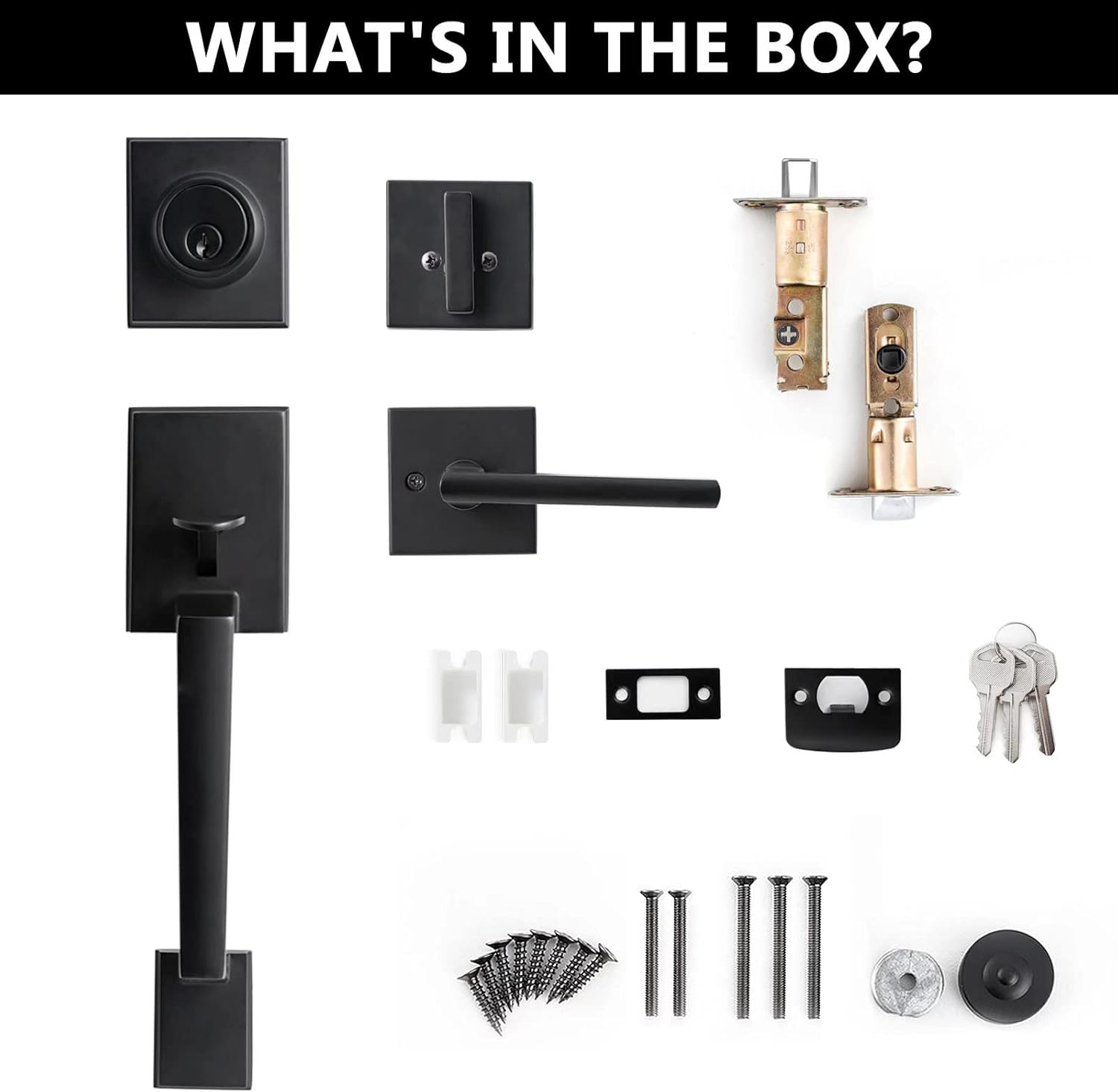 Neutype Front Door Handle Set Entrance Door Lock Set Matte Black Heavy Duty Entry Handle Set with Lock, with Single Cylinder Deadbolt and Lever Handle, Compatible with Right & Left Handed Doors image number 3