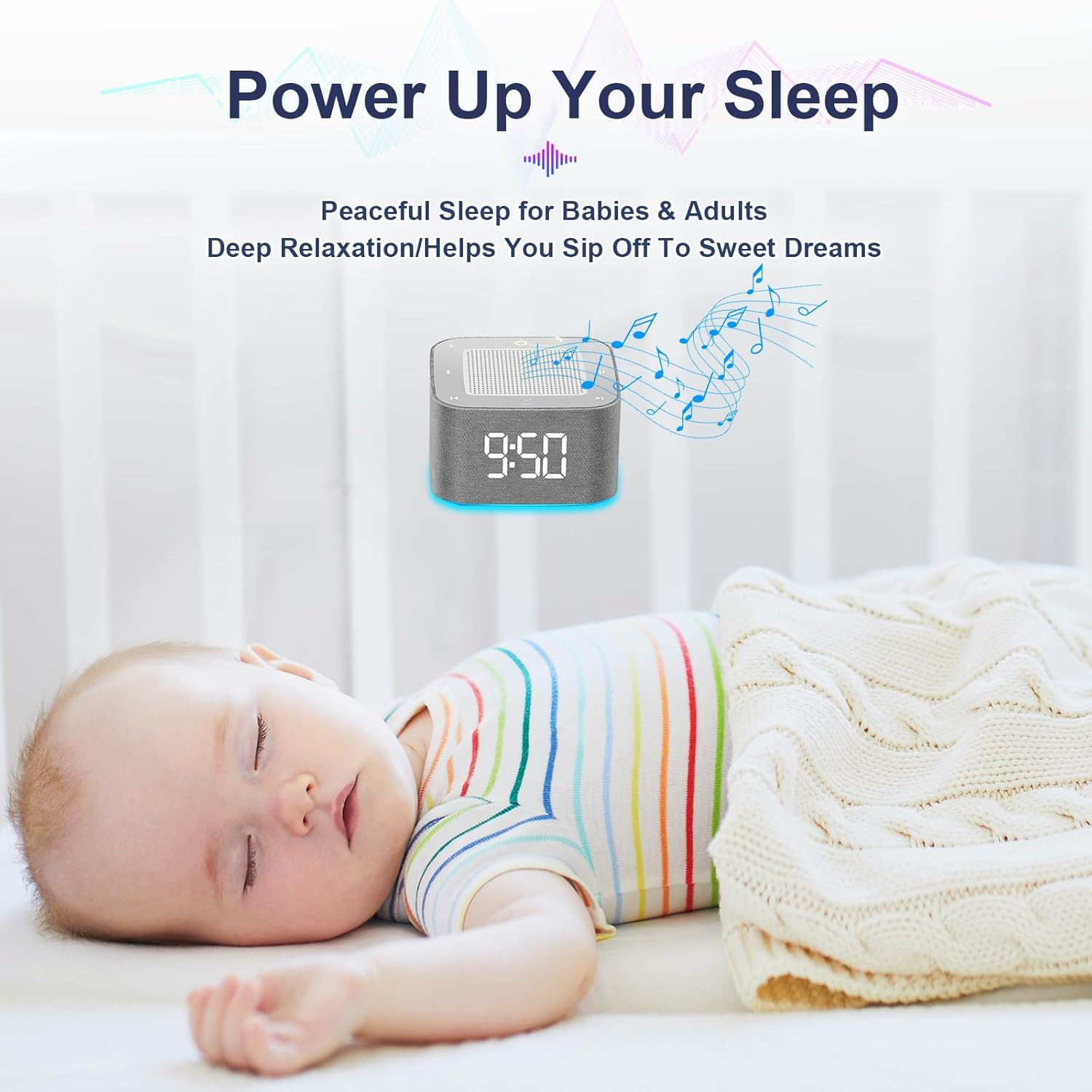 Sound Machine Alarm Clock for Baby Adult, 32 Soothing Sounds White Noise Machine APP Control, Night Lights Bluetooth Speaker, Noise Machine with Dimmable Clock for Kids Teens image number 3