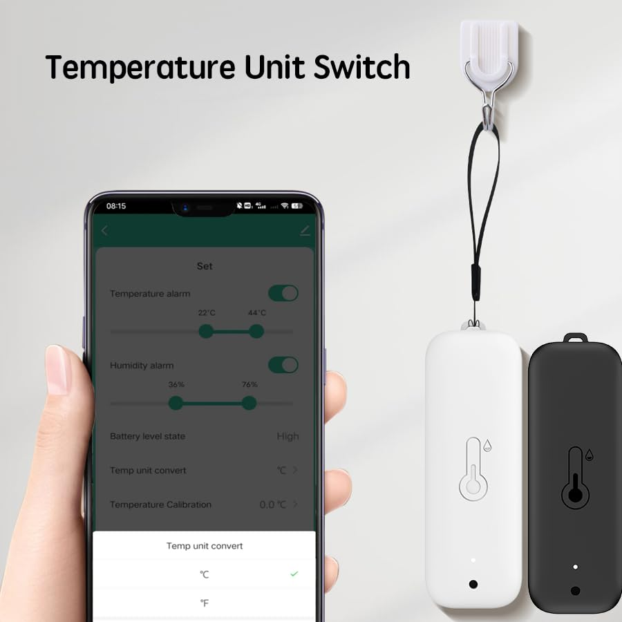 Uantii Tuya Wifi Temperature Humidity Detector Smart Hygrometer Thermometer Sensor Works with Smart Life App and Compatible with Alexa Works with Google Home (White-1Pcs) image number 2
