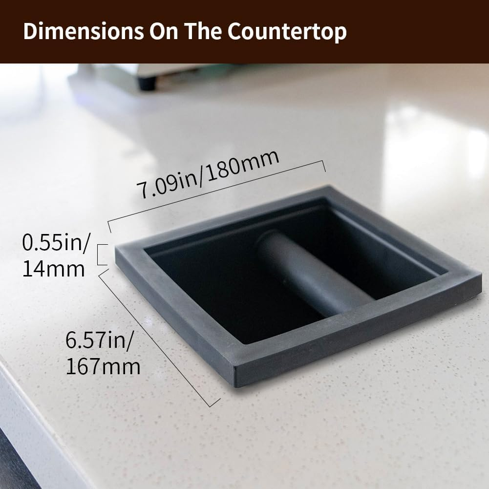 Watchget Espresso Knock Box - Built-In Stainless Steel and Silicone Coffee Knock Box Chute, Detachable Rubber Rod, Square Bottomless Waste Bin for Coffee Grounds image number 2