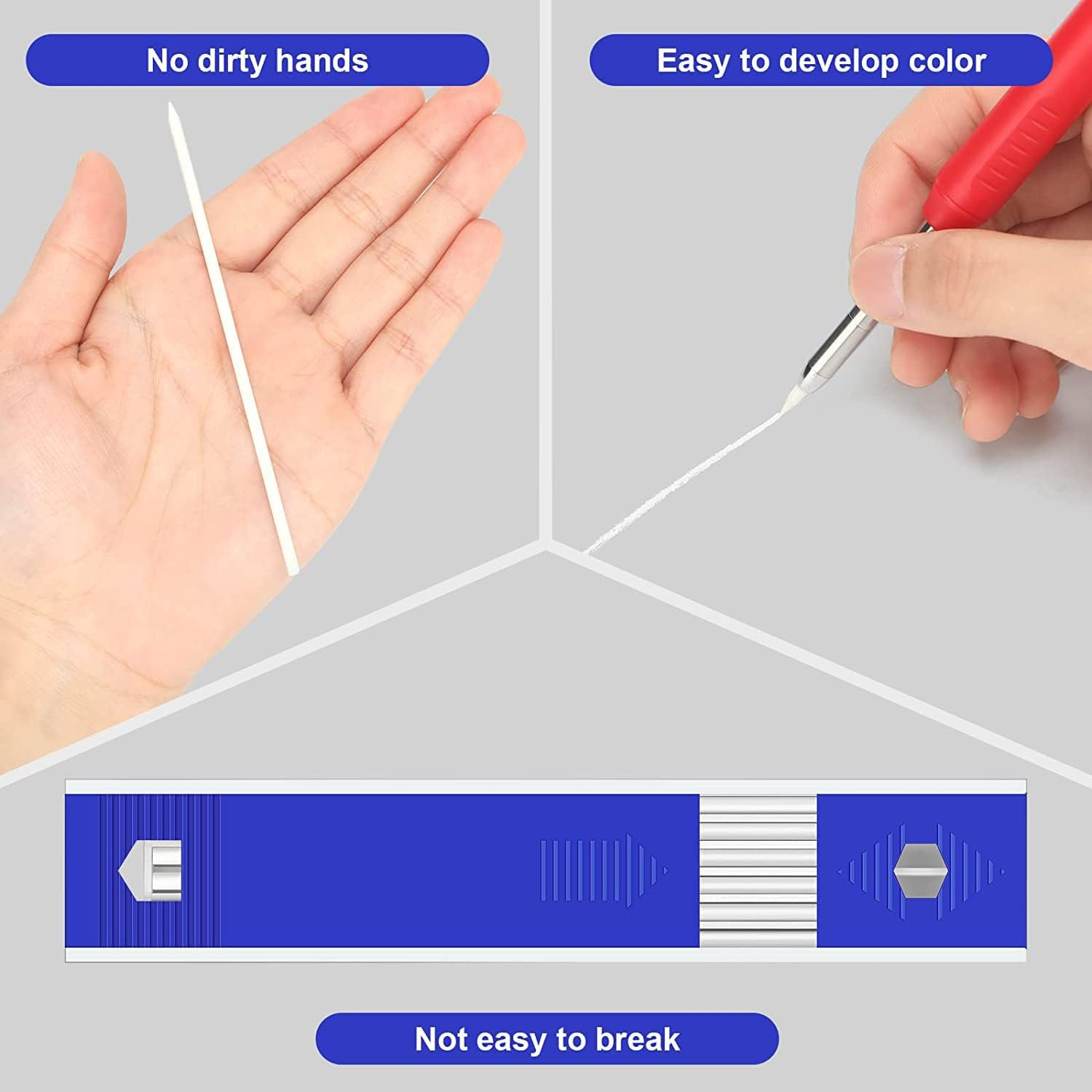 Veumoie 24 Pieces Carpenter Pencil Lead Refills Drawing Refill 2.8 Mm White, Solid Mechanical Pencils Refill Replacement image number 2