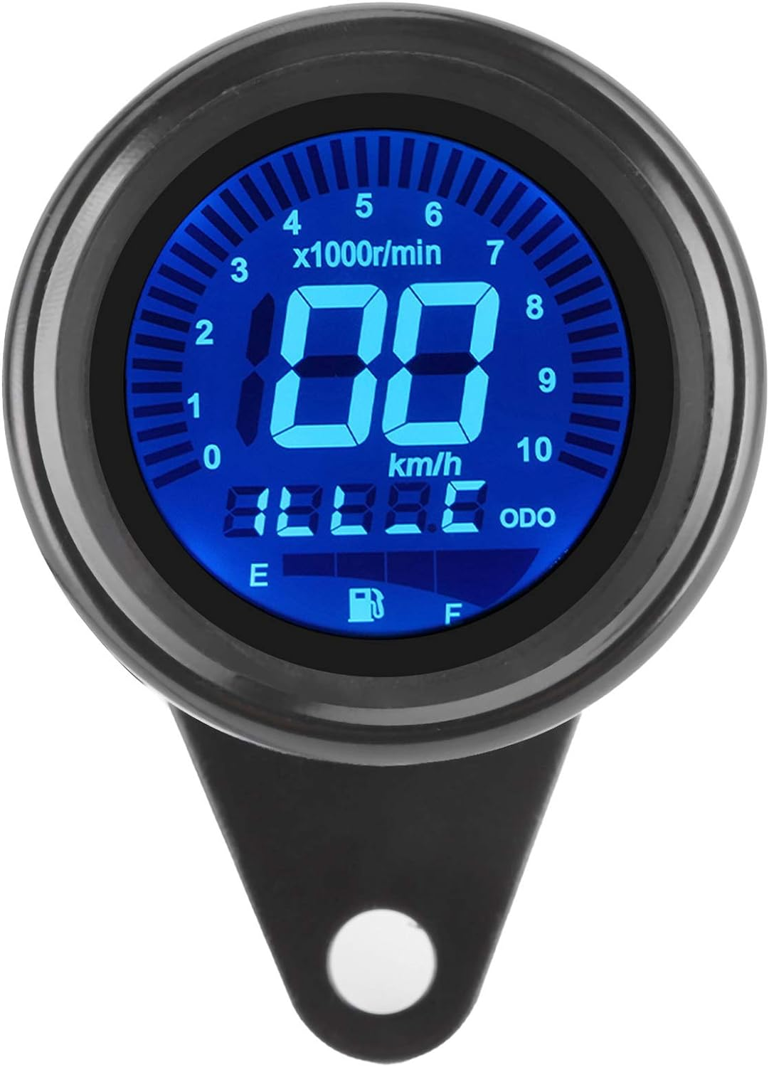 Motorcycle Multifunctional Meter, DC12V Aluminium Alloy 0-199KMH Tachometer Odometer Fuel Gauge Speedmeter 4 in 1 Universal Waterproof anti Glare 7 Colors LCD Digital Gauge (Black)