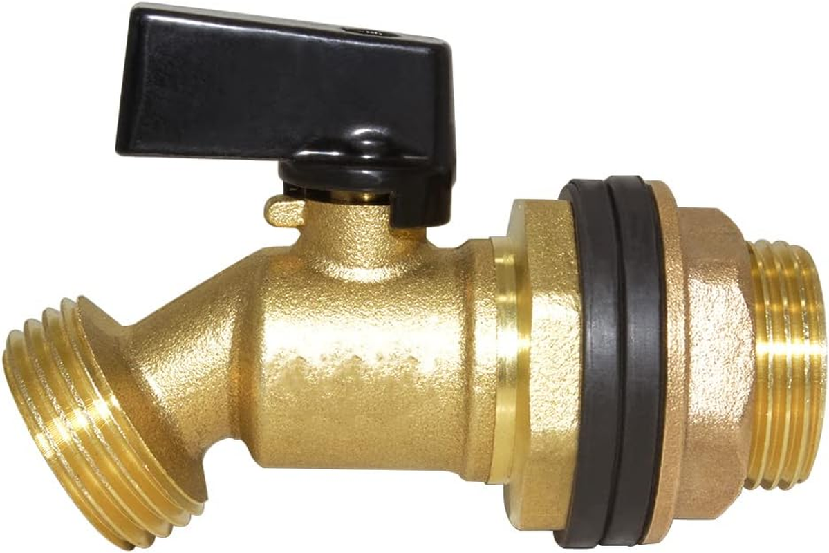 Hooshing Rain Barrel Spigot 1/2" Inlet to 3/4" GHT Thread Outlet with Quarter Turn Ball Valve Bulkhead Faucet for Water Tanks Bucket image number 3
