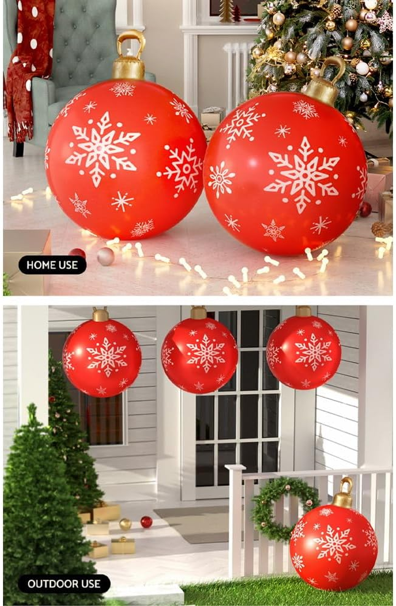Jingle Jollys Christmas Inflatable Ball, Outdoor Decorations Decor Baubles Ornament Yard Garden Home Patio Room Decoration for Holiday, Water-Resistant Easy-Carry Handle Red image number 4
