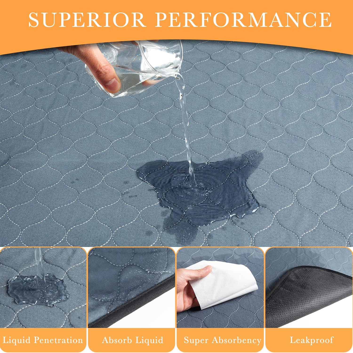 Washable Pee Pads for Dogs 2 Pack, 183X183Cm, Reusable Puppy Pads, Dog Training Pads with Quick Dry, Anti-Slip Dog Cat Pee Pads, Whelping Pads, Potty Pad. image number 2