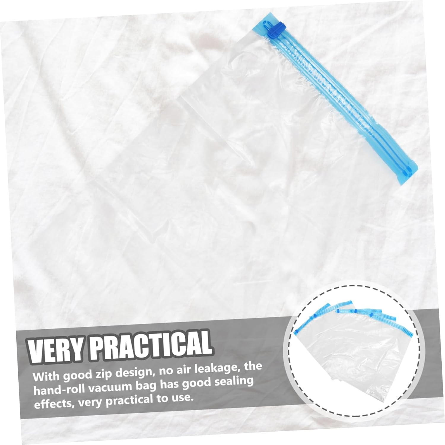 VILLFUL 5Pcs Vacuum Compression Bag for Travel Hand Roll Style Compression Bags for Clothing for International Travel Must Haves