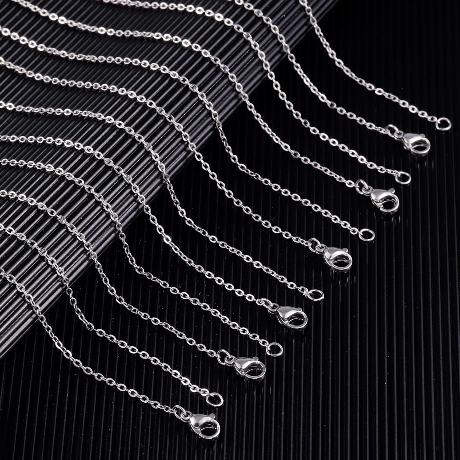 Wholesale 12 PCS Genuine Stainless Steel Fine Cable Chain Necklace Chains Bulk for Jewelry Making 18-30 Inches (20 Inch(2Mm)) image number 2