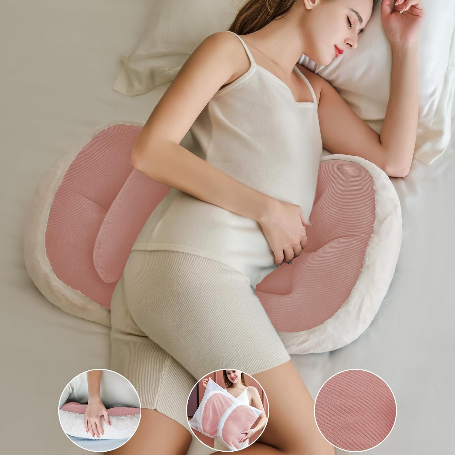 Cooling Pregnancy Pillow for Sleeping,Ice Silk&Breathable Maternity Pillow Support for Pregnant Women, Pregnancy Pillows with Laundry Bag, Maternity Pillows for Summer&Hot Night(Coolingblue) image number 5