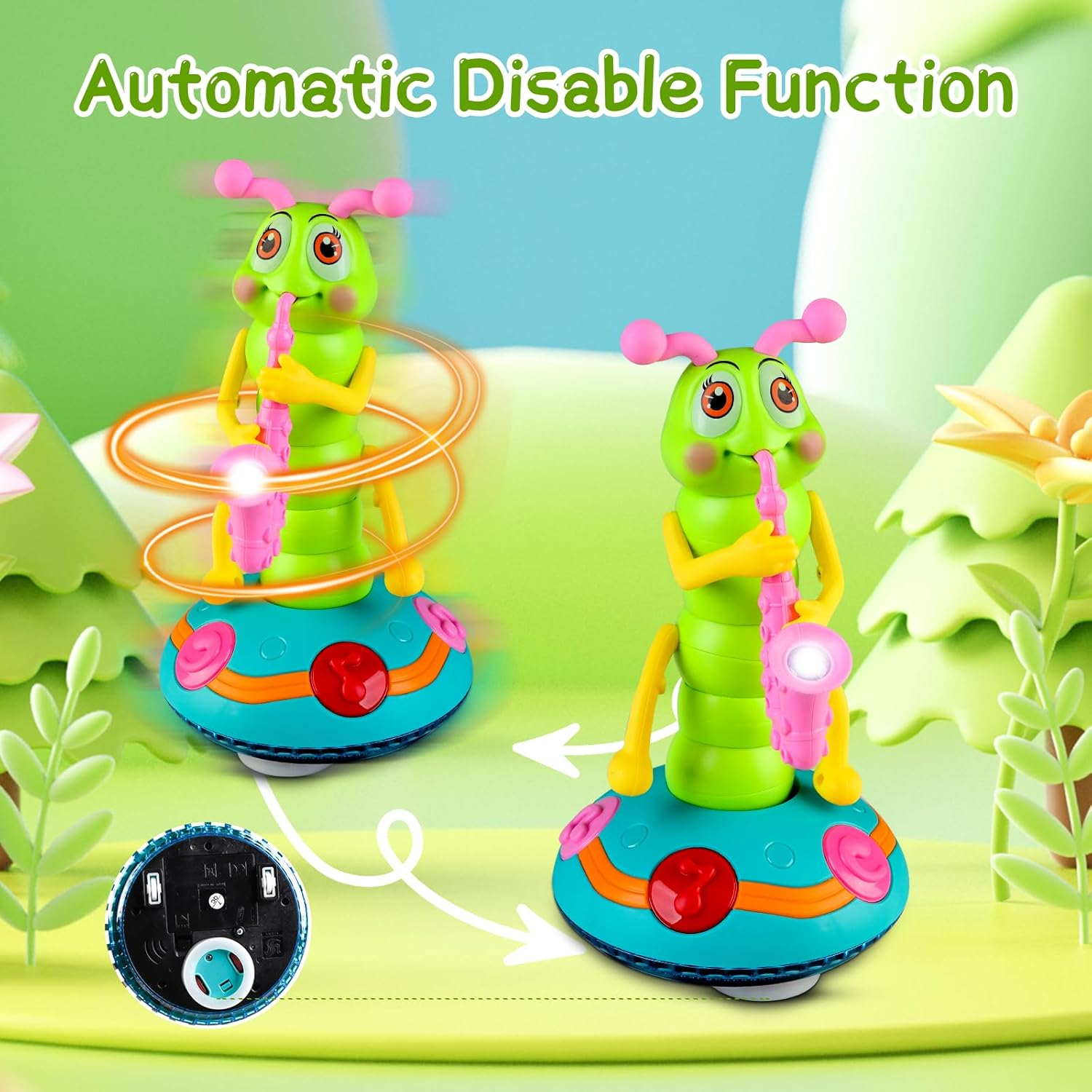 Musical Caterpillar, Crawling Toy Dancing Caterpillar, Dancing Saxophone Caterpillar Toy, Children'S Electric Caterpillar Saxophone Toys - without Battery image number 1