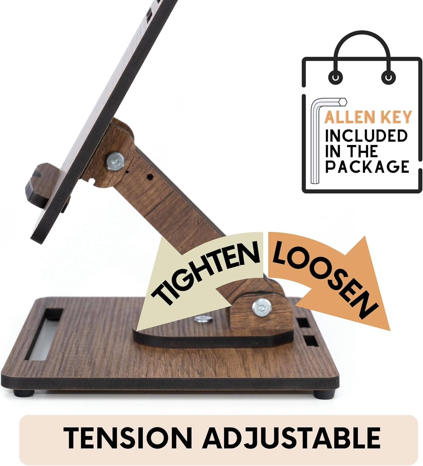 Vigo Wood Book Stand for Reading 360&deg; Adjustable, Wooden Laptop Stand, Cookbooks Holder, Music Scores, Featuring Multi-Height Angles and Foldable Design with Page Clips. image number 1